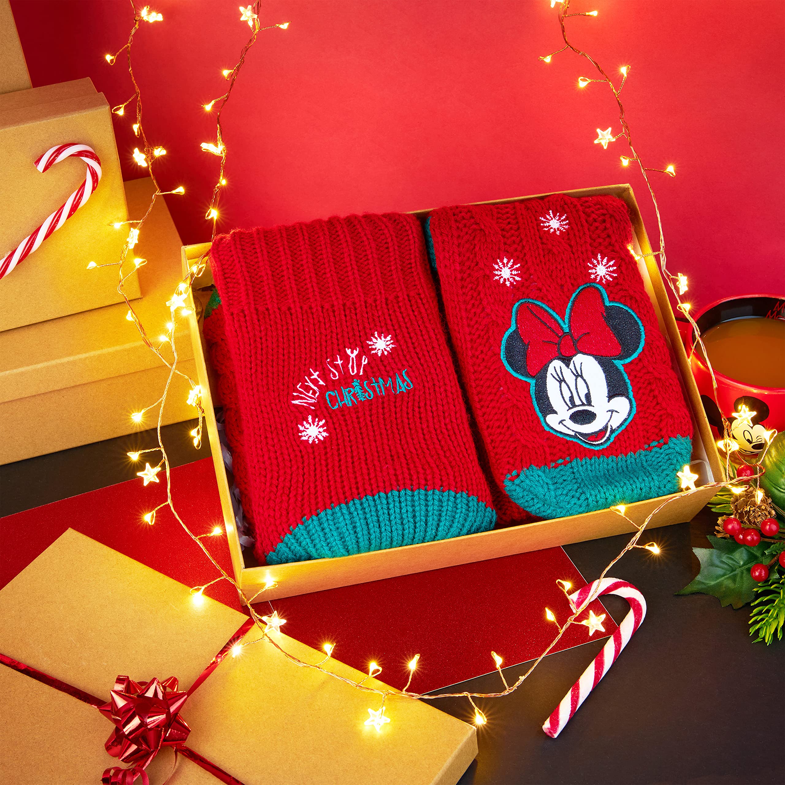 Disney Women's Fluffy Soft Warm Non-Slip Slipper Socks - One Size Cozy Lounge Wear for Women & Teens - Perfect Gift for Christmas, Birthday & Home Relaxation