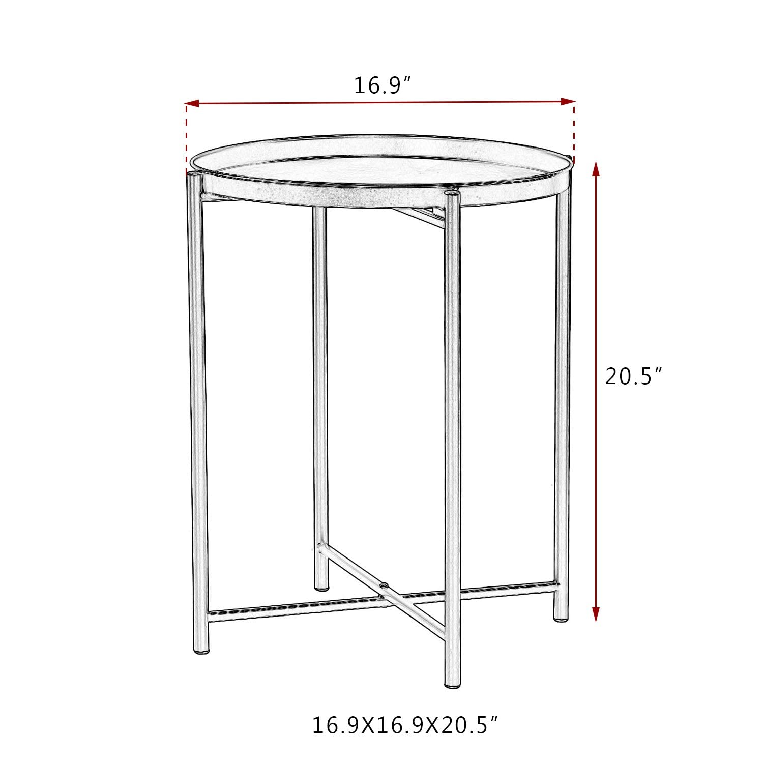Round Folding Metal End Table with Removable Tray - 16.9