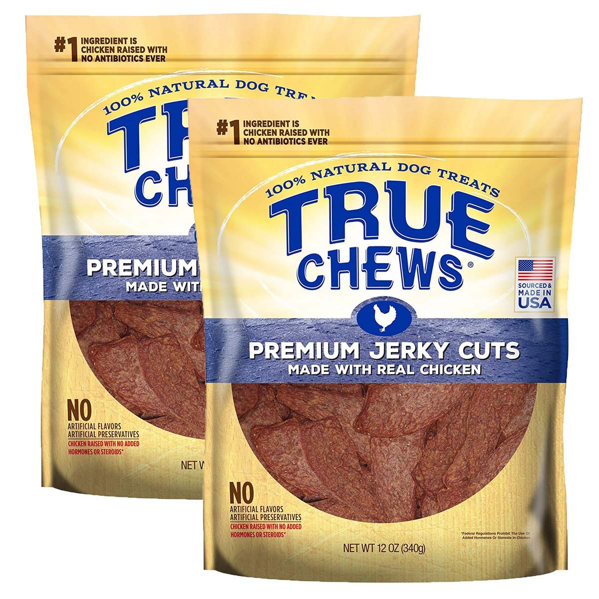 Tyson Pet True Chews Premium Jerky Dog Treats - Real Chicken, Grain Free, Natural Ingredients (2-Pack) - Perfect for Training, Rewards & Dental Health