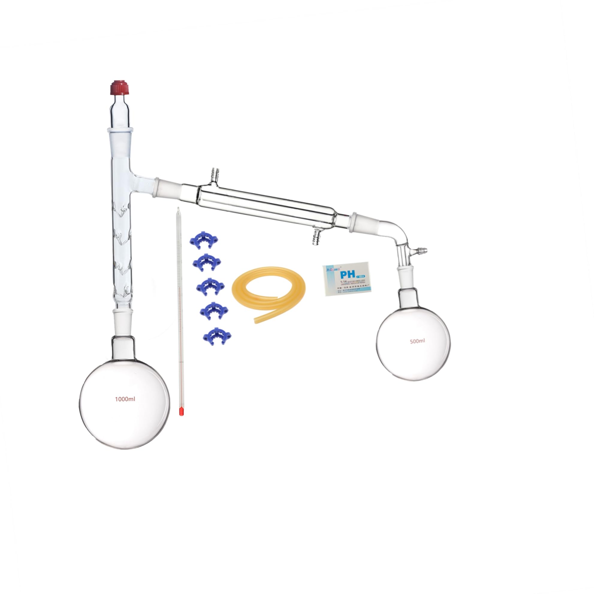 1000ml 24/40 Distillation Apparatus Kit with Vigreux Column & Arm - Essential for Home & Lab Distillation, Essential Oil Extraction, and Chemistry Experiments