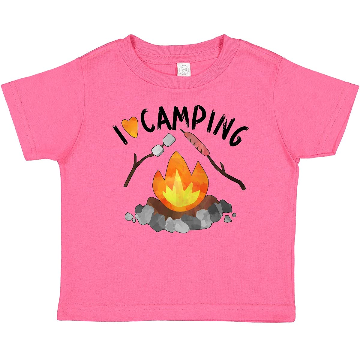 Inktastic I Love Camping Baby T-Shirt - Cute Campfire, Hot Dog & Marshmallows Design for Toddlers - Perfect for Outdoor Adventures, Family Trips & Camping Fun