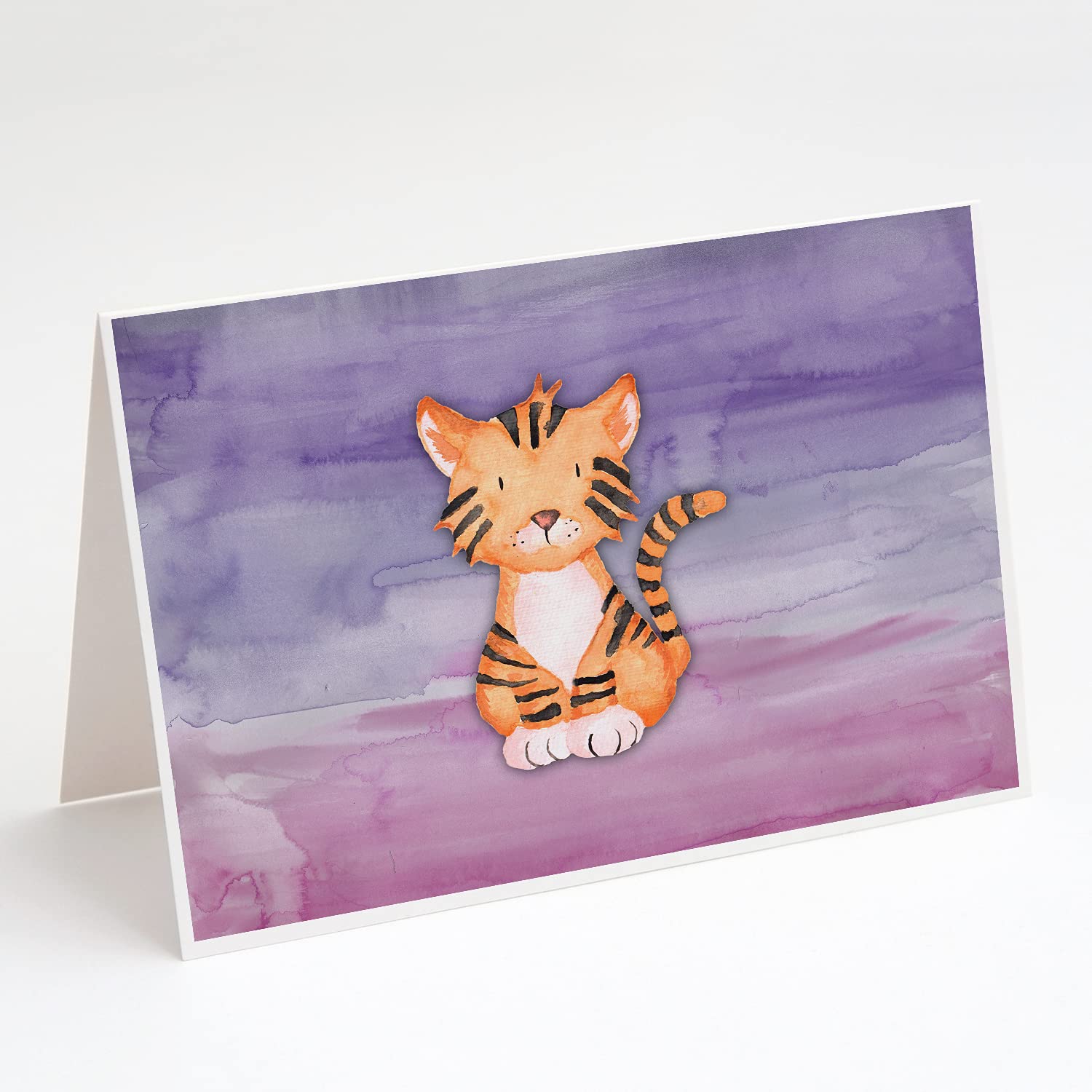 Tiger Cub Watercolor Greeting Cards - Pack of 8 Blank A7 Note Cards (5x7 inches) with Envelopes - Whimsical Animal Design for Birthday, Thank You & Holiday Cards - Perfect for Handwritten Notes & Special Occasions