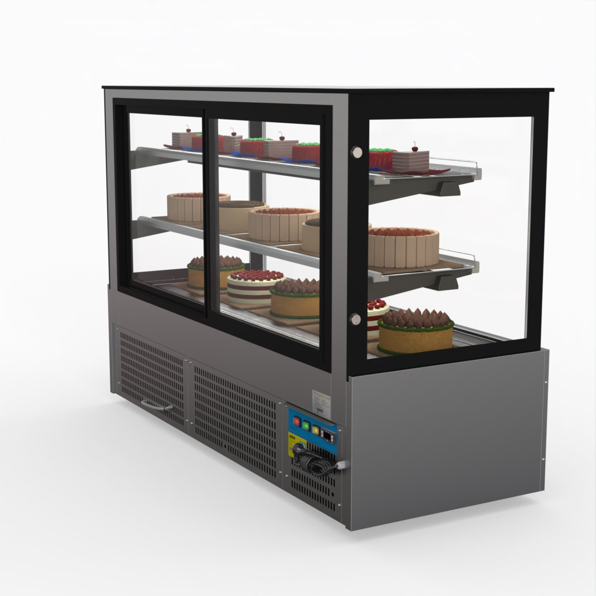 Bonvue SG180FA Commercial Refrigerated Display Case - Dual Glass Door Merchandiser for Deli, Bakery & Grocery - Perfect for Supermarkets, Convenience Stores & Cafes