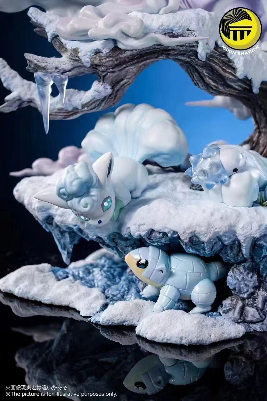 Moon Shadow Studio - Alolan Ninetales, Alolan Vulpix, Alolan Sandshrew & Snom Pokémon Figures - Perfect for Collectors, Gaming Battles & Anime Decor