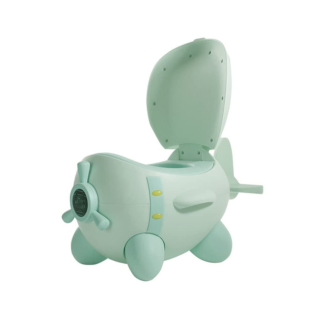 Soft Cushion Airplane Potty Training Toilet for Toddlers - Comfortable Portable Baby Potty Chair for Boys & Girls - Green Toddler Toilet Seat with Non-Slip Base - Perfect for Home, Travel & Daycare Use