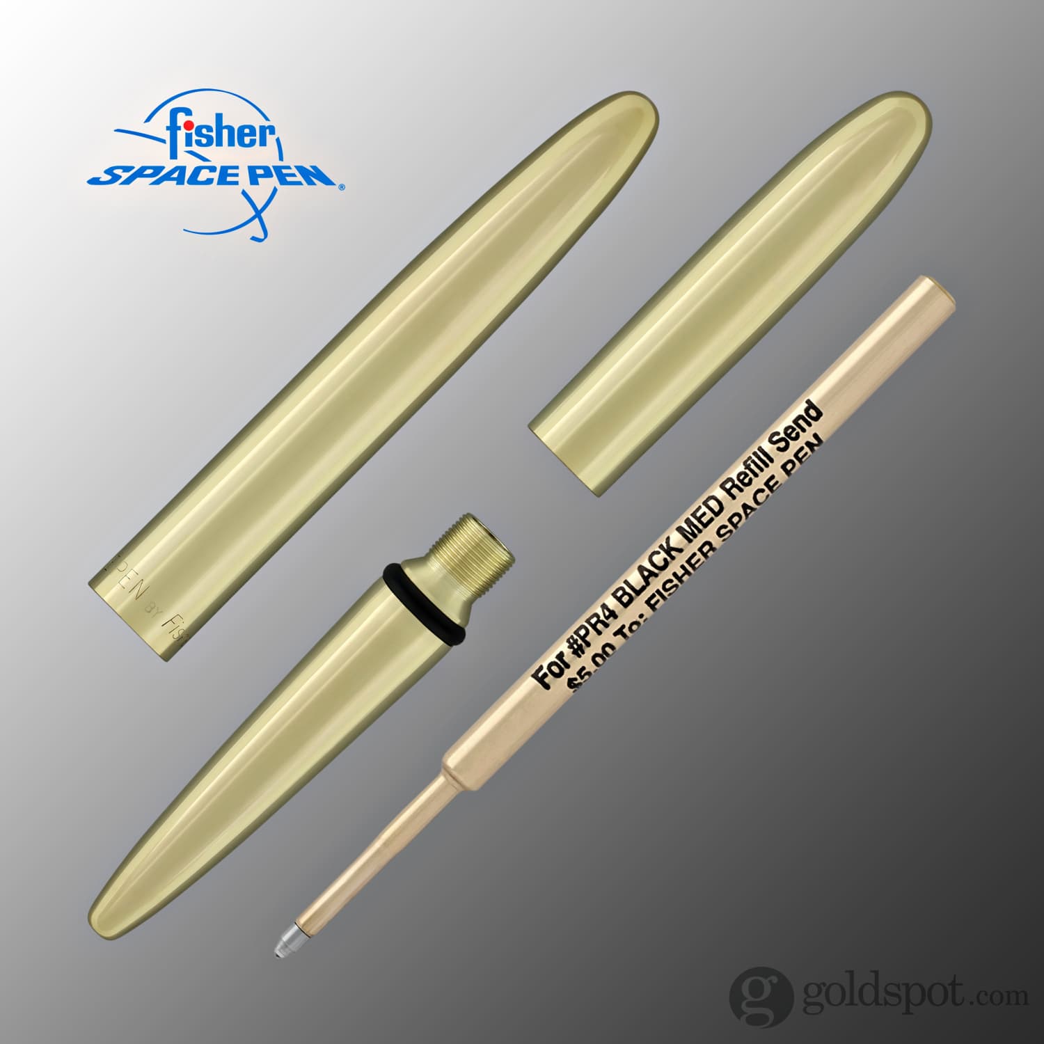 Fisher Space Pen Bullet Ballpoint Pen in Raw Brass - Compact, Refillable, and Writes Anywhere - Perfect for Outdoor Adventures, Travel, and Everyday Carry (EDC)