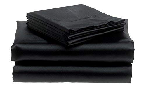 Premium 600-Thread Count Twin Size Black 4-Piece Luxury Sheet Set - Soft & Breathable for Ultimate Comfort - Perfect for Bedroom, Guest Room, or Dormitory