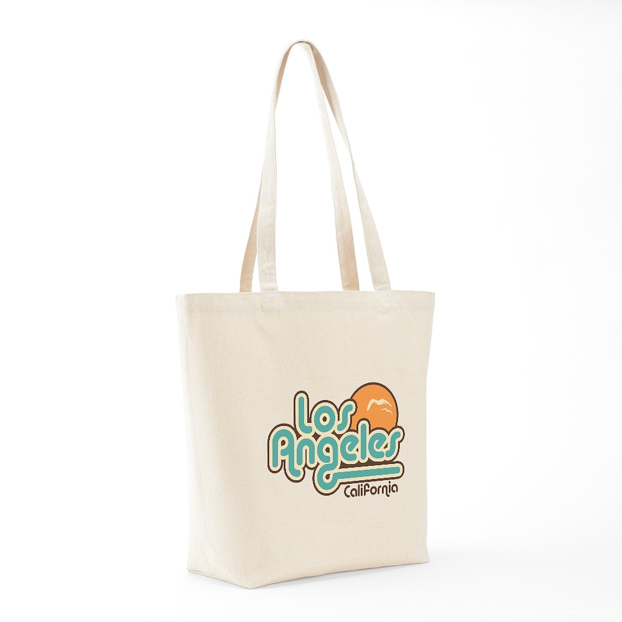 Los Angeles California Tote Bag - Natural Canvas Reusable Shopping Bag with Print | Eco-Friendly Grocery Bag for Beach, Market & Travel