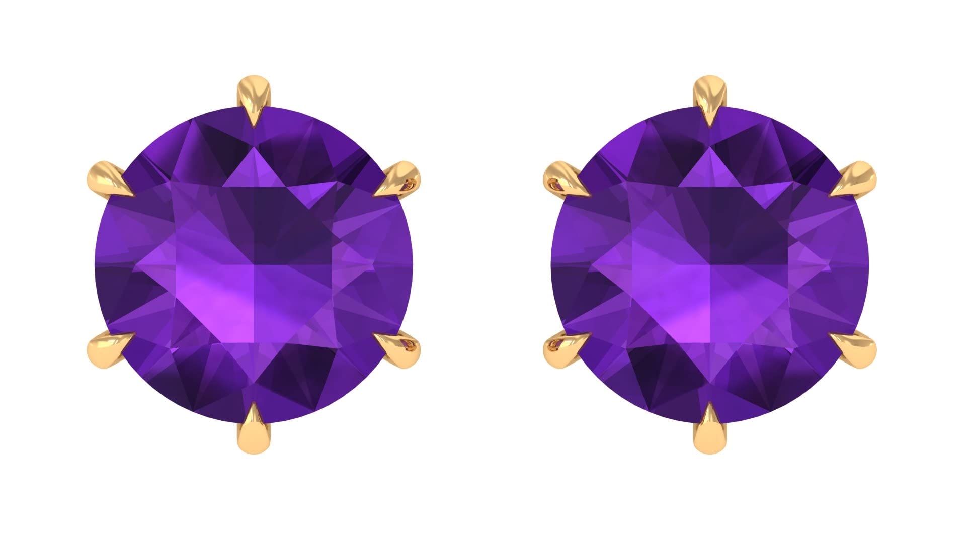 3/4 CT Amethyst Stud Earrings for Women - 4.5mm Solitaire Violet Amethyst Earrings in 14K Solid Gold with 6-Prong Claw Setting | Perfect for Weddings, Anniversaries & Everyday Elegance
