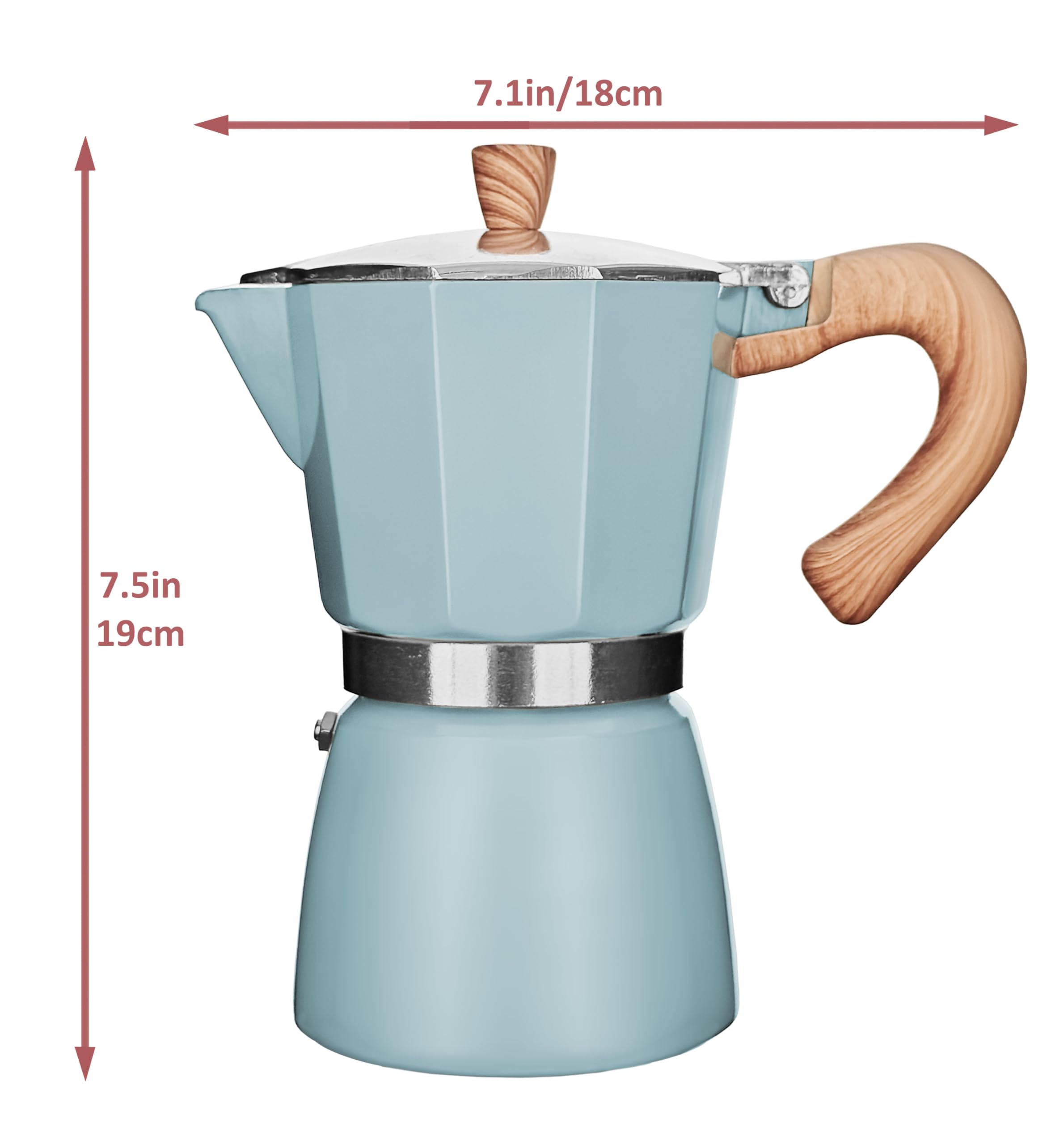 AGOGO Milano 6-Cup Stovetop Espresso Maker - Moka Pot Coffee Percolator with Paper Filter, Lake Blue - Perfect for Home Brewing & Camping Coffee