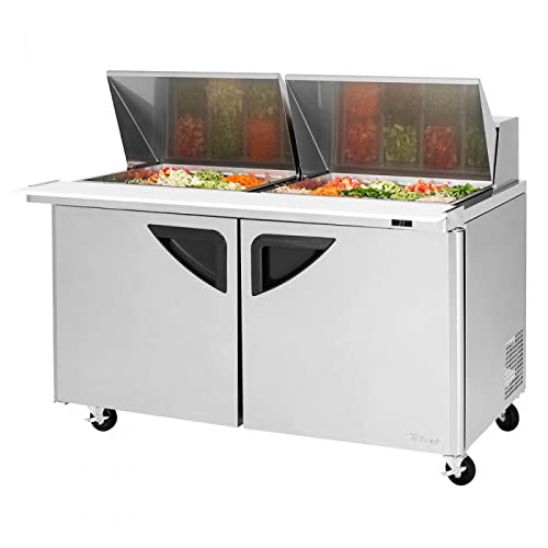 Turbo Air TST-60SD-24-N 2-Door Commercial Sandwich & Salad Prep Table - 19 cu.ft Refrigerated Workstation for Restaurants, Delis & Cafes