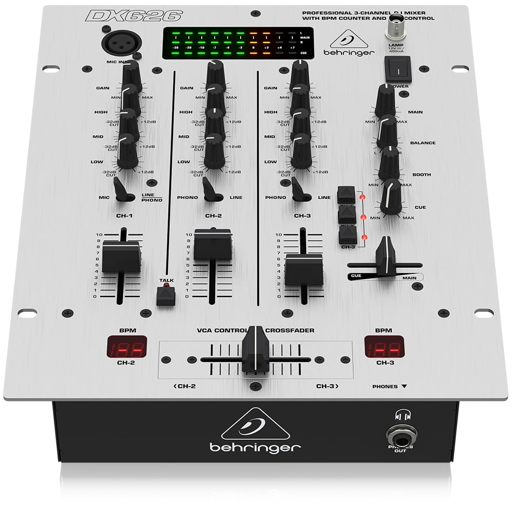 Behringer Pro Mixer DX626 3-Channel Professional DJ Mixer for Live Performances & Music Production - Perfect for Clubs, Studios & Home DJ Setups