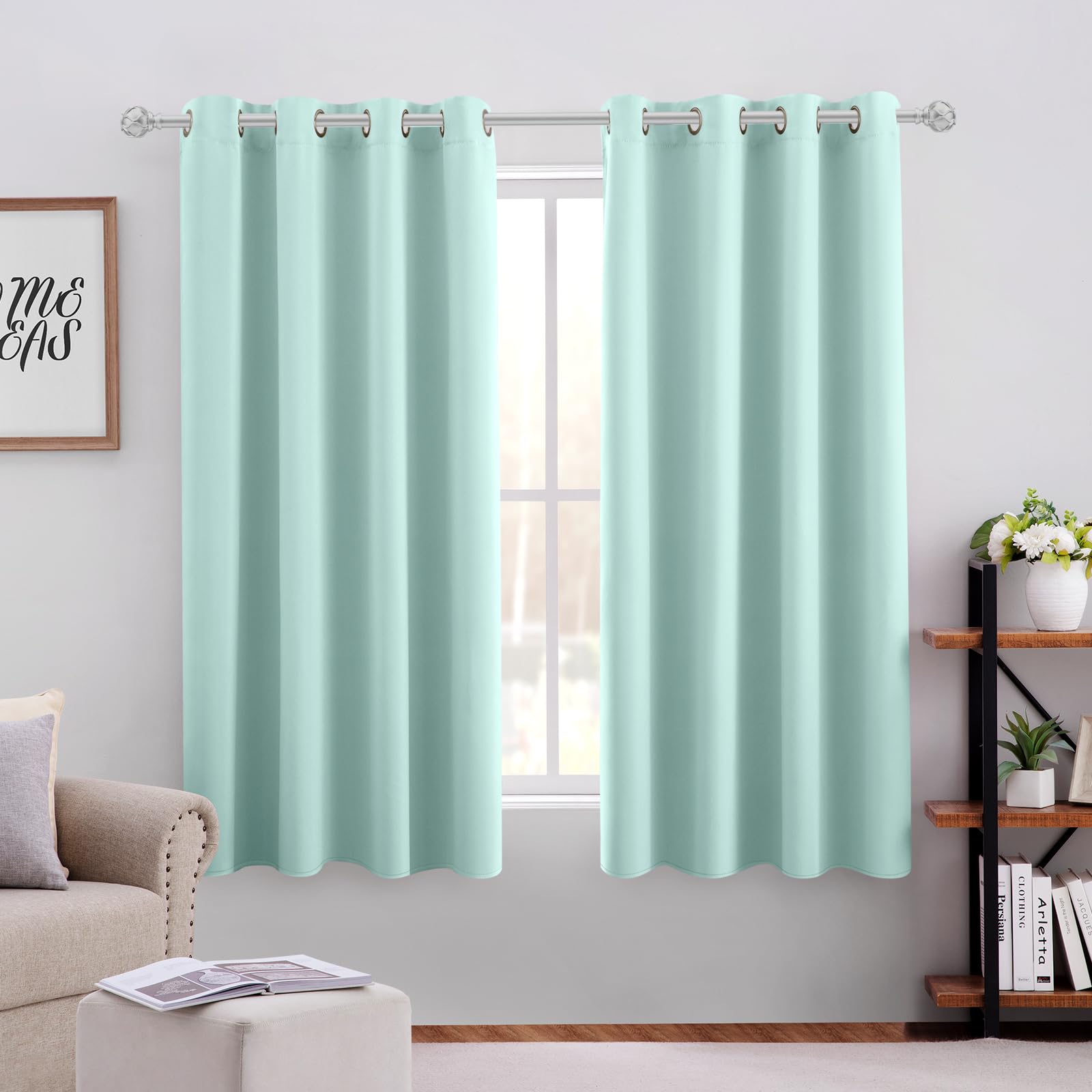 Premium HOMEIDEAS Blackout Curtains Set - 52x63 Inch Thermal Insulated Room Darkening Window Drapes (2 Panels) for Bedroom & Living Room | Noise Reducing, Energy Efficient Grommet Curtains for Better Sleep & Home Decor