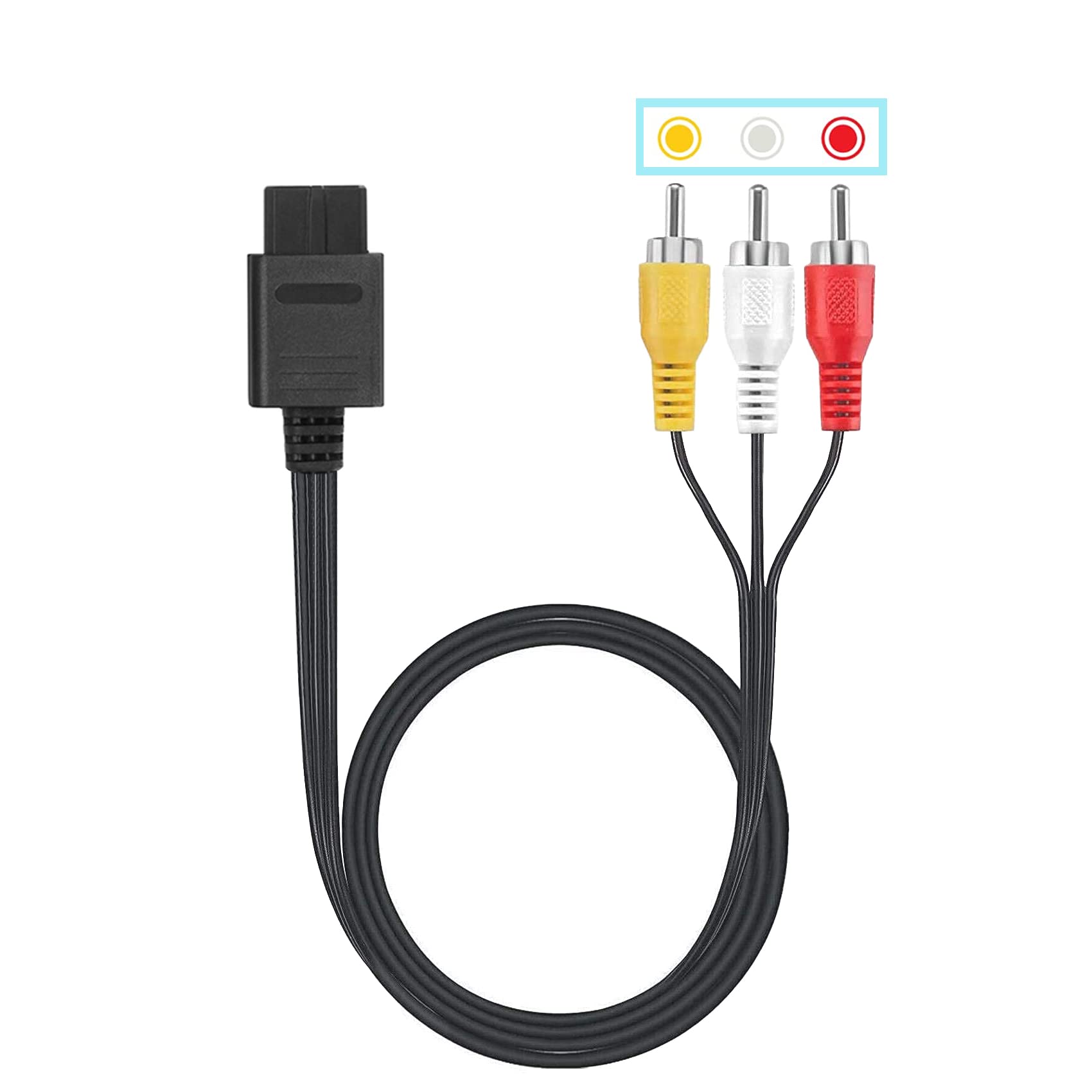 N64 AV Cable Composite Video Cord - 6 Feet (1.8M) for Nintendo 64, N64, GameCube, GC, Super Nintendo SNES - High Quality Video Game Connector - Perfect for Retro Gaming Setup & TV Entertainment Systems