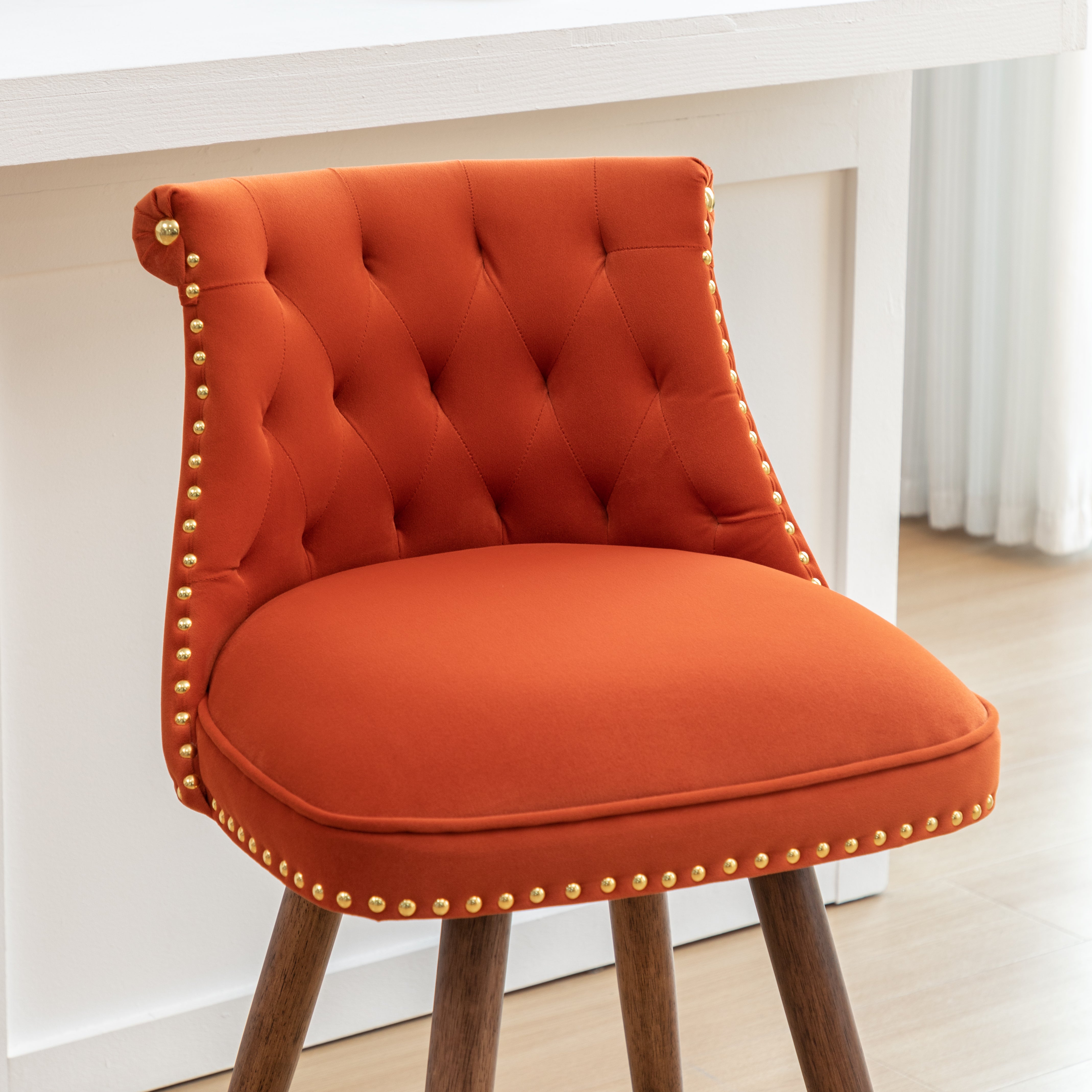 Roundhill Furniture Elvara Set of 2 Button Tufted Counter Stools with Nailhead Trim - Modern Kitchen Bar Stools for Breakfast Nook, Kitchen Island & Home Decor