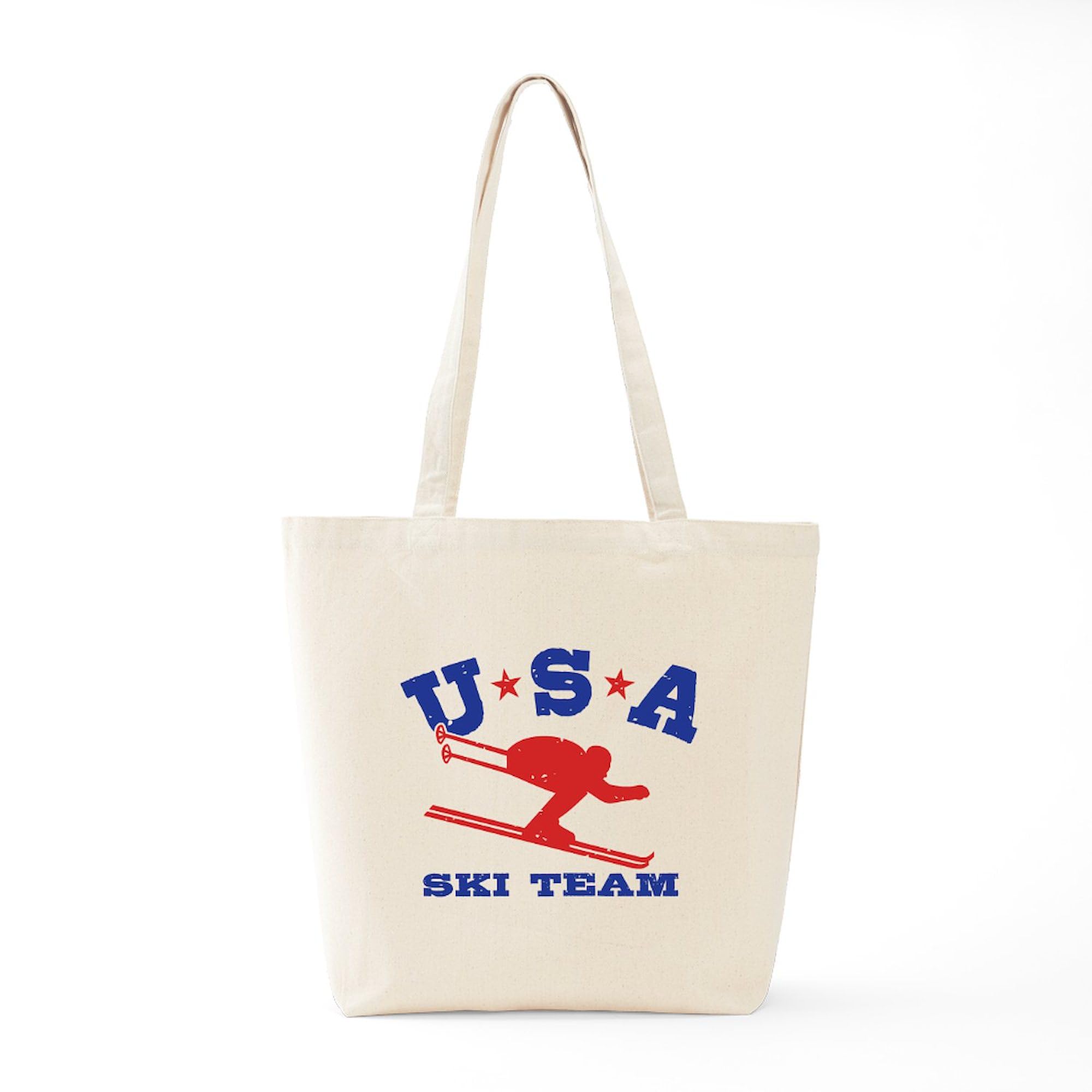 USA Ski Team Tote Bag - Natural Canvas Reusable Shopping Bag for Groceries, Beach & Travel | Eco-Friendly & Durable