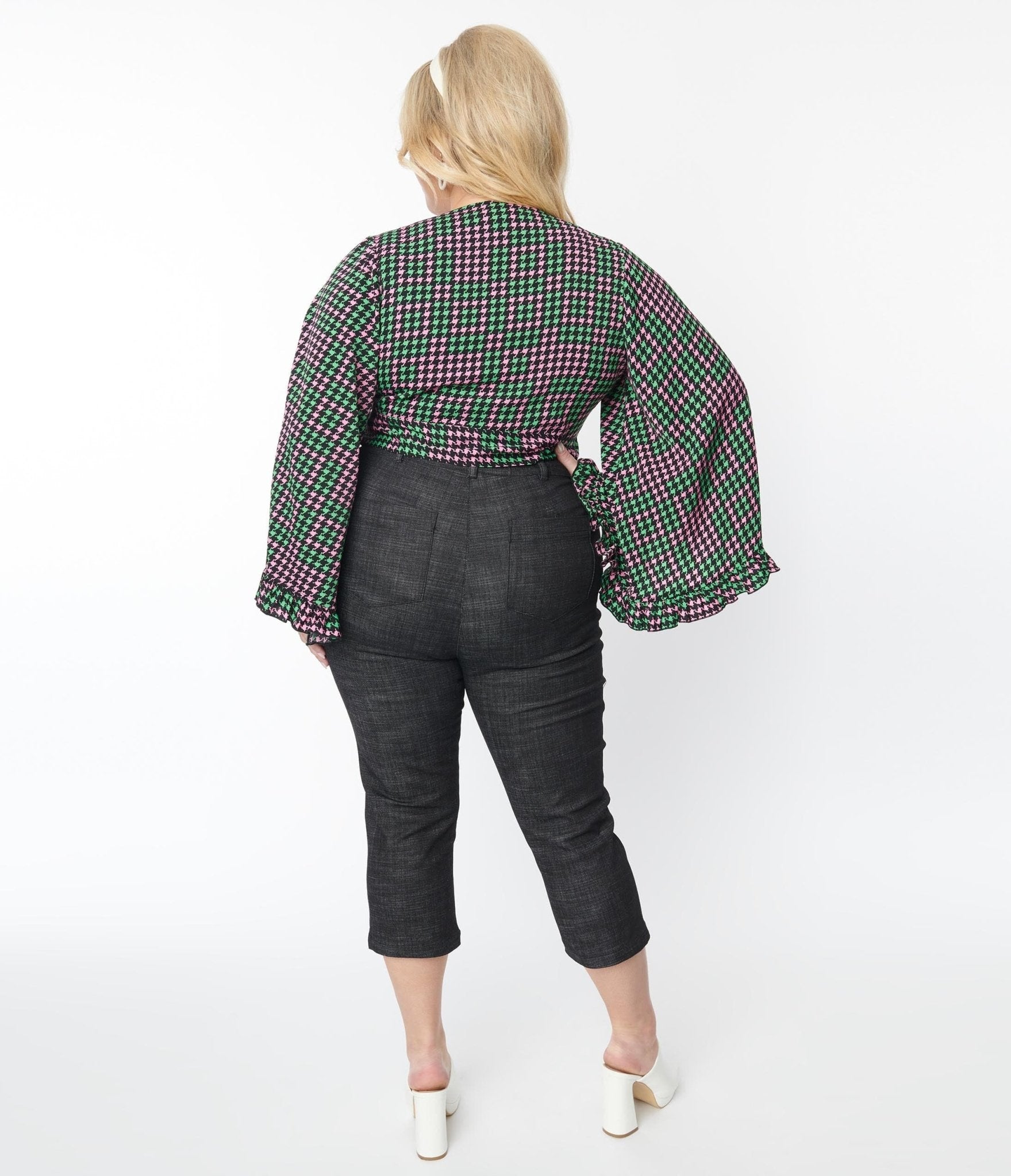 Smak Parlour Plus Size Black Denim Capris for Women - High Waisted Stretch Skinny Ankle Pants - Comfortable & Stylish for Casual Wear, Office & Travel
