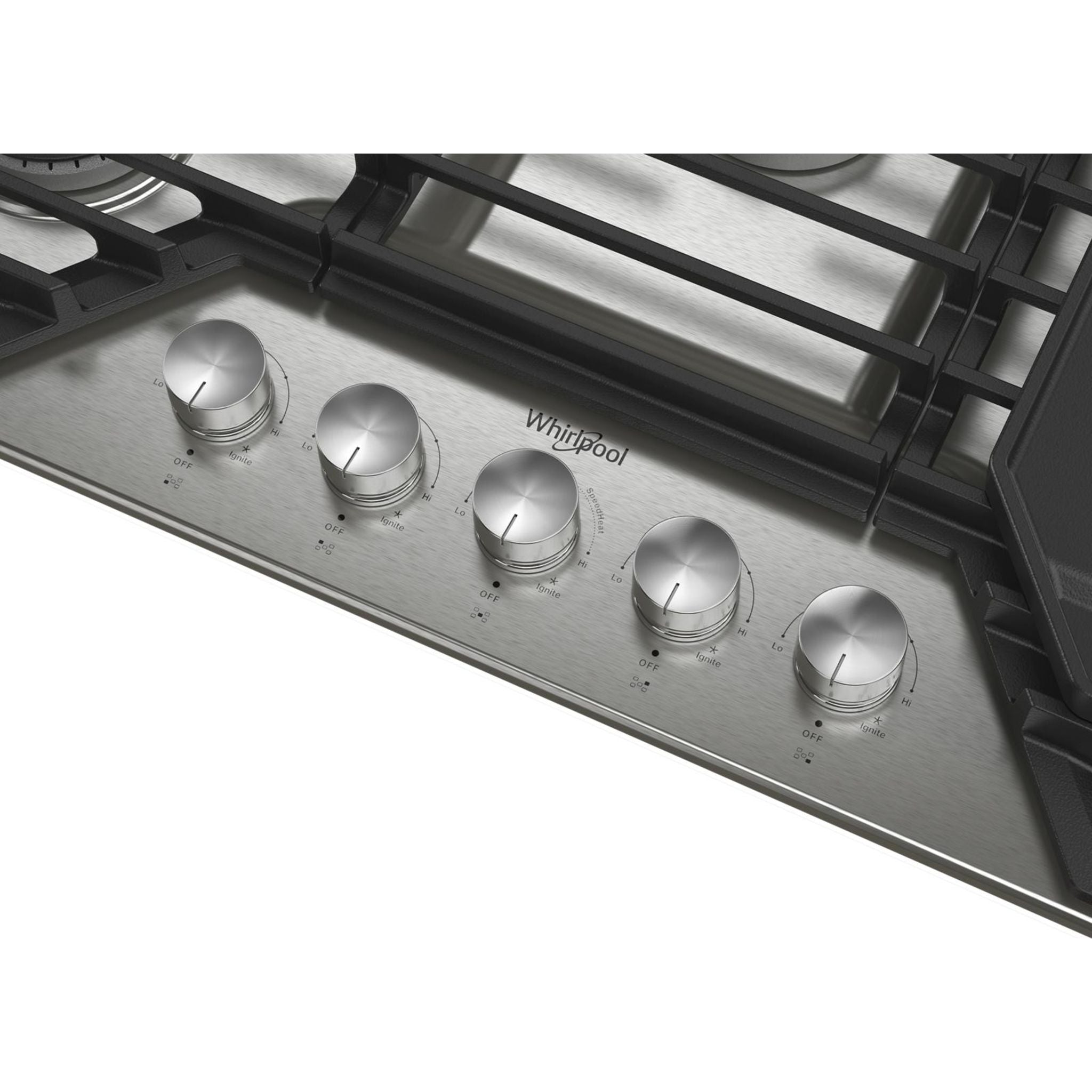 Whirlpool 30 Inch Gas Cooktop - WCGK7530PS Stainless Steel Professional Range for Home Kitchen Cooking, Grilling & Baking