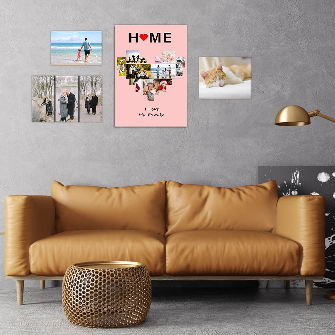 Custom Personalized Canvas Prints with Your Photos & Names - Mountain & Seaside Vacation Picture Frame for Bedroom, Kitchen, Office, Living Room - Unique Home Decor & Gift Idea (24x36 Inch/60x90cm) - Perfect for Family Memories, Housewarming & Anniversary Gifts