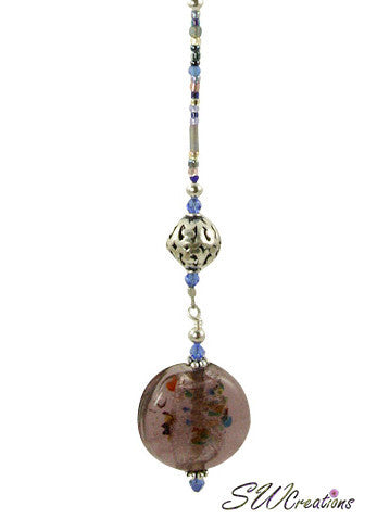 Sapphire Amethyst Confetti Beaded Fan Pull - Elegant Ceiling Fan Chain Pull with Crystal Beads for Home Decor, Bedroom, Living Room, and Vintage Style Interior Design