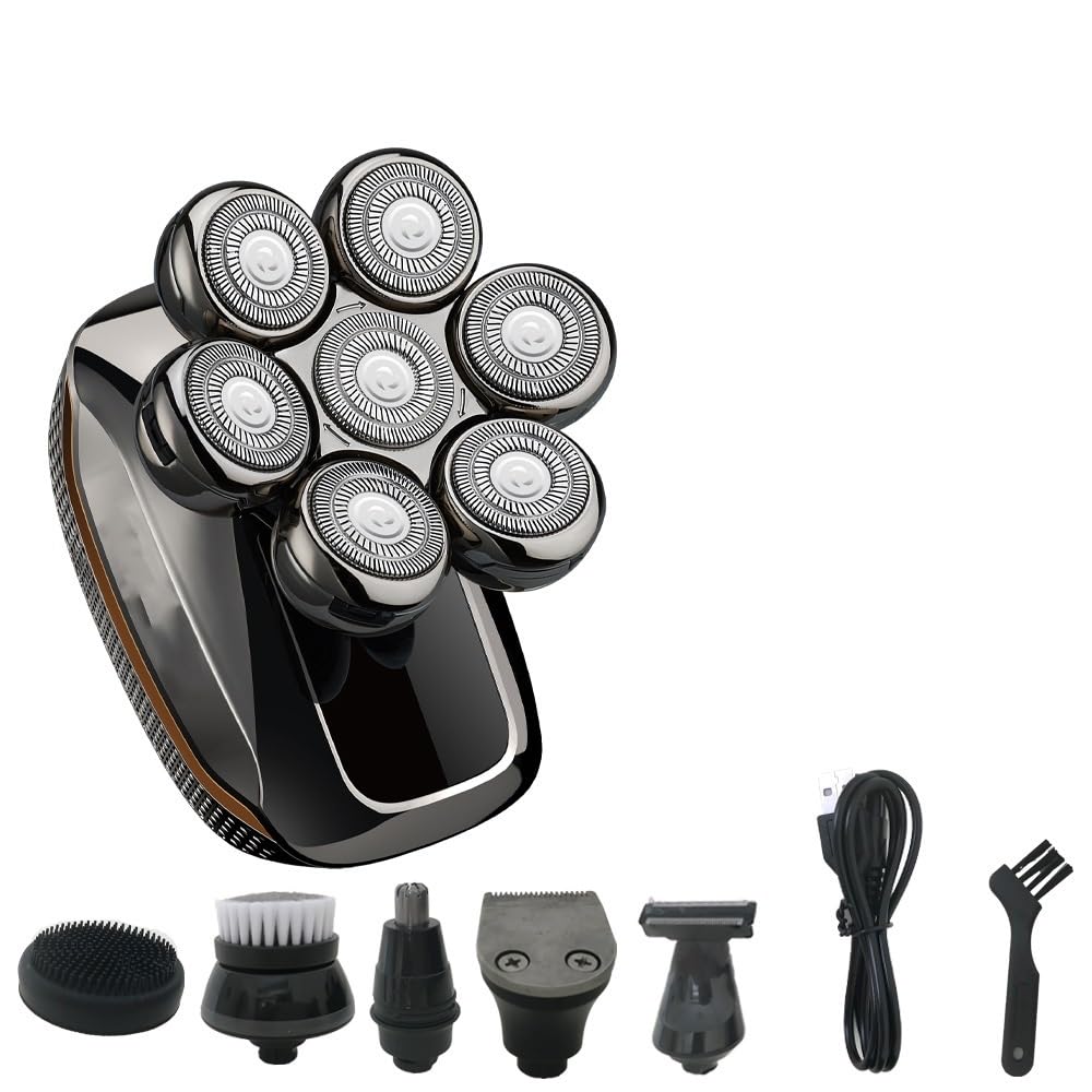 6-in-1 Rechargeable Electric Head Shaver for Bald Men - Wet/Dry Beard Trimmer & Face Razor with LCD Display | Perfect for Travel, Gym & Daily Grooming Routine