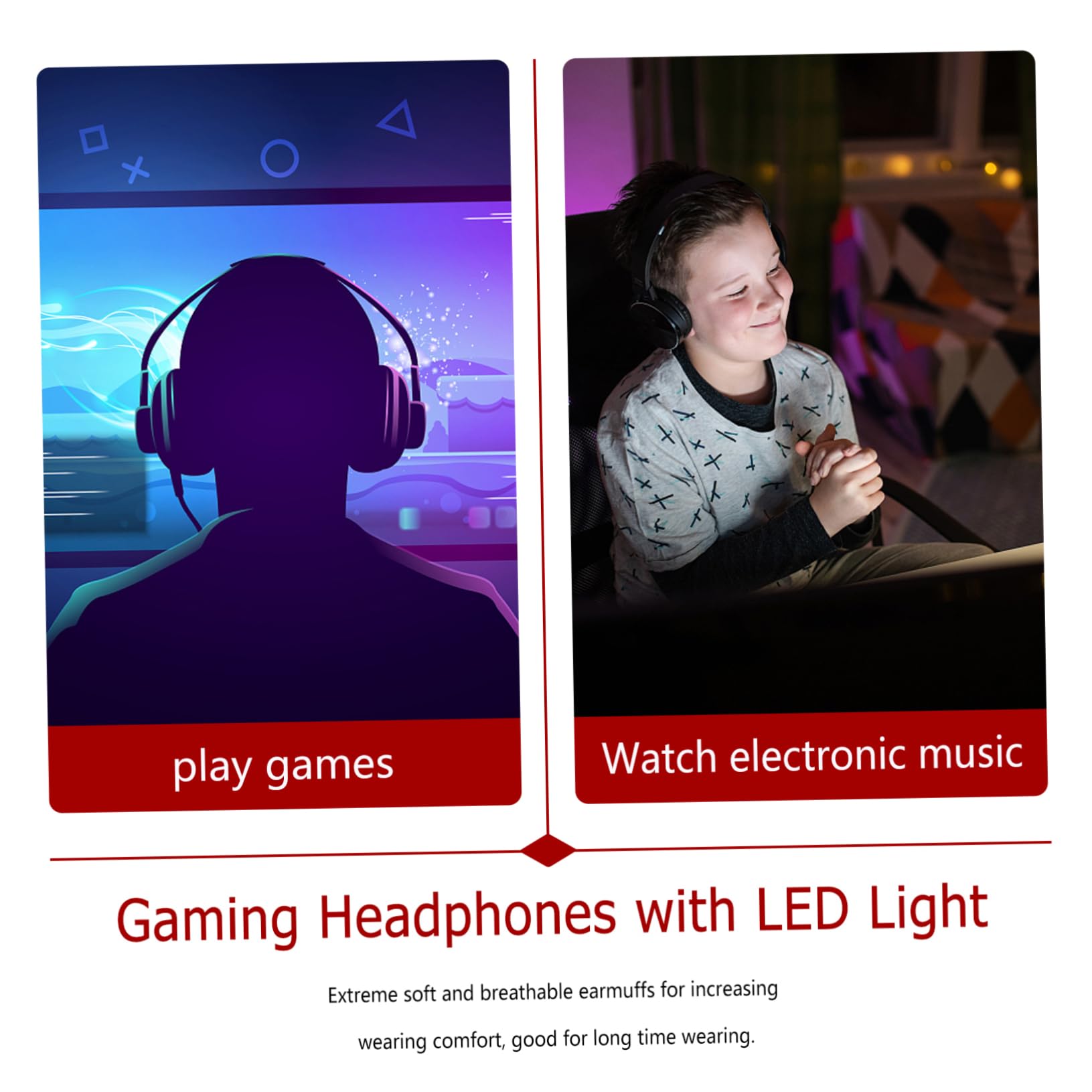 ETHZZLE LED Gaming Headset with Microphone - High Fidelity Sound, Rotatable Earcups & Noise Isolation for PC, Console, Laptop - Perfect for Competitive Gaming & Online Streaming