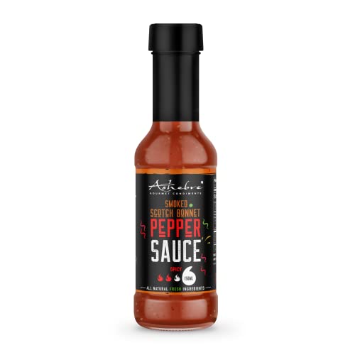 **Ashebre Spicy Smoked Scotch Bonnet Pepper Sauce - Gluten-Free Gourmet Hot Sauce - Authentic Jamaican Hot Sauce - Bold & Delicious Flavor (5oz) - Perfect for Tacos, Wings & BBQ**