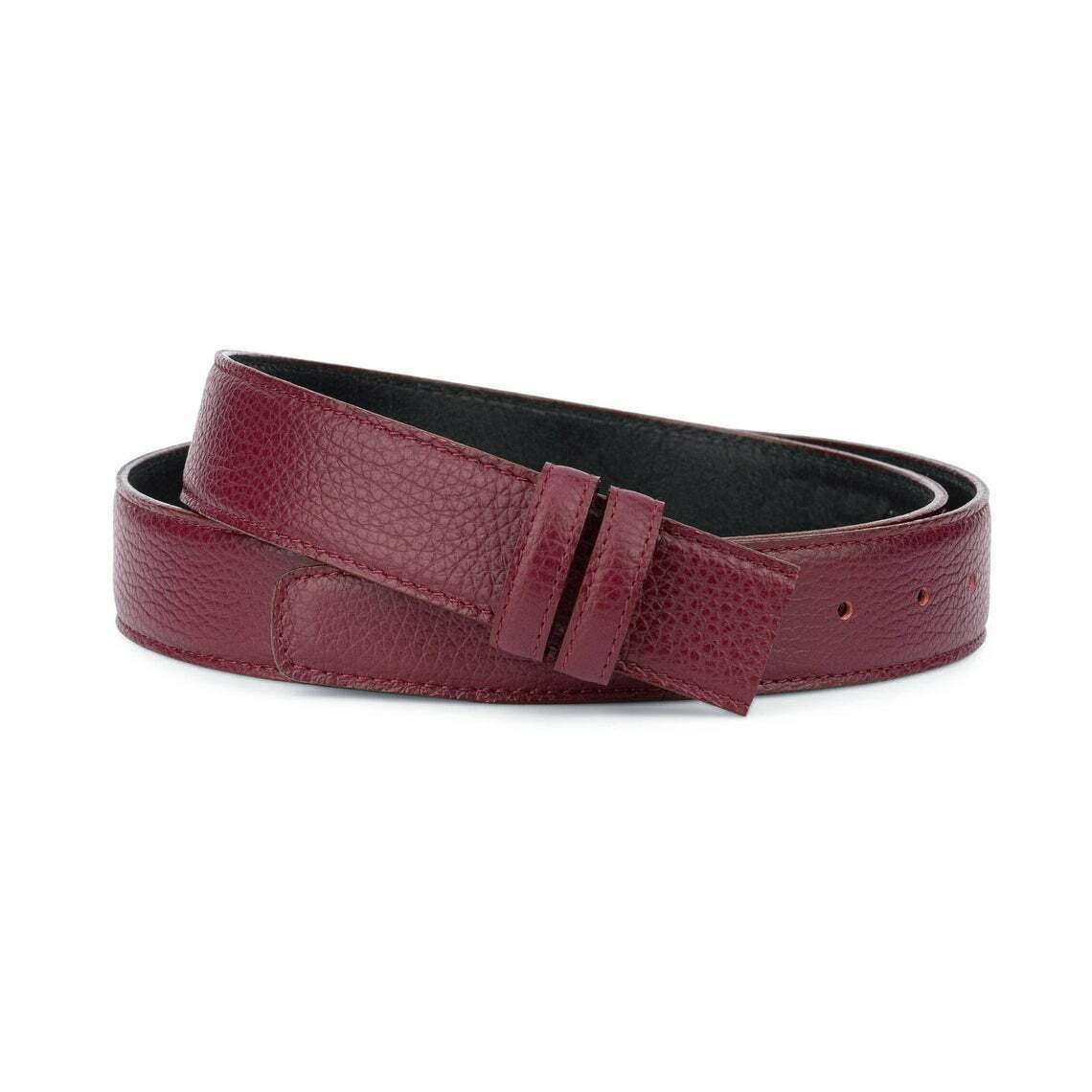 Genuine Leather Burgundy Belt Strap for Men - 35mm Dunhill Replacement Belt Without Buckle - Perfect for Formal Wear, Business Attire & Casual Outfits