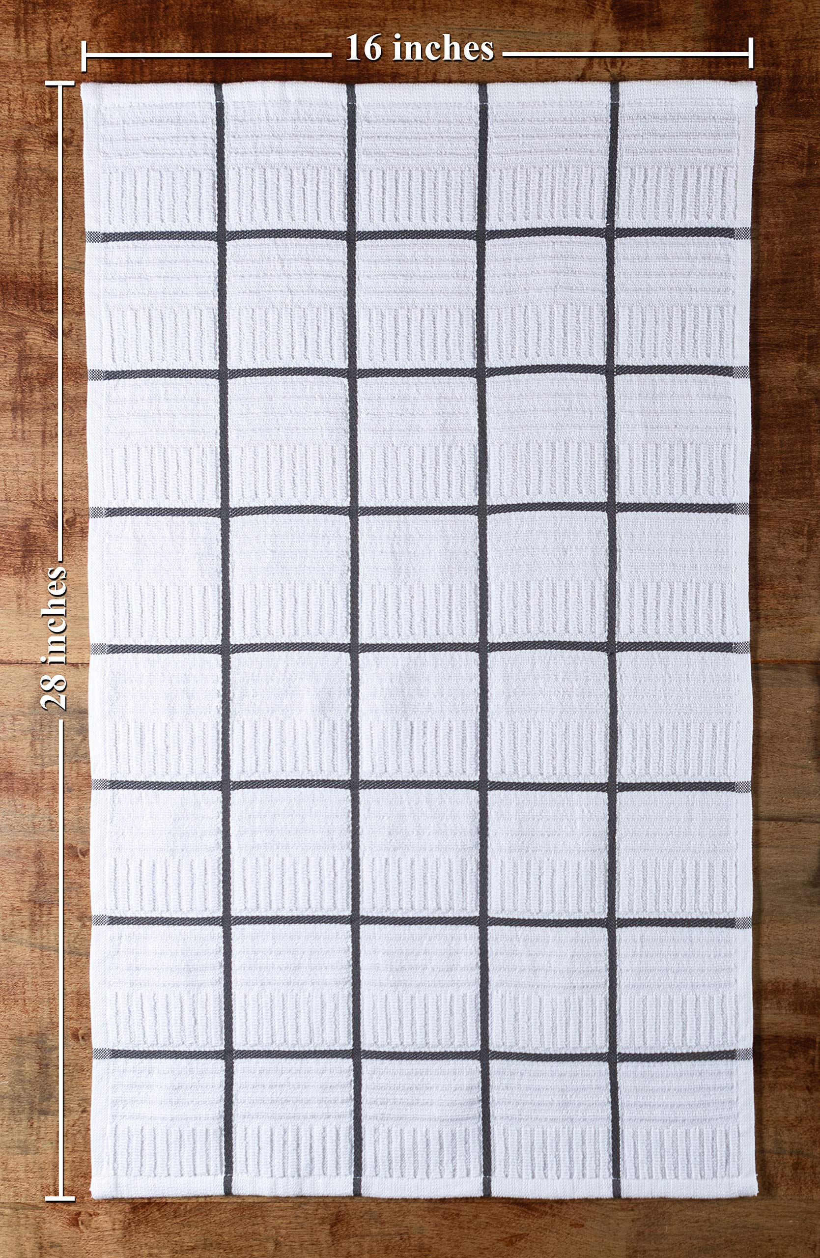 Premium Sticky Toffee Kitchen Towels Set of 4 - 100% Cotton Absorbent Hand & Tea Towels (28x16 Inch) | Gray & White Reusable Cleaning Cloths | Oeko-Tex Certified | Perfect for Dish Drying, Counter Cleaning & Gift Giving