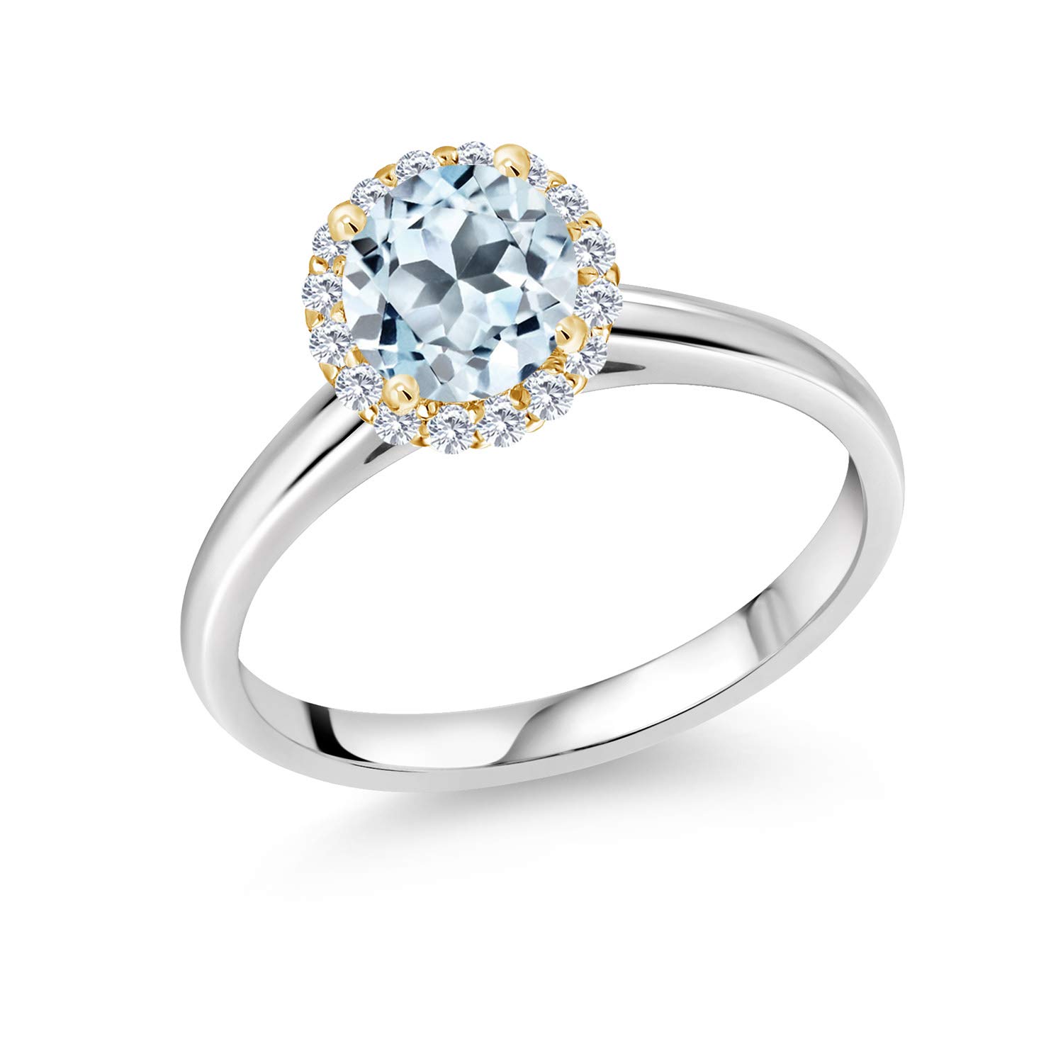 1.13 Ct Round Sky Blue Topaz & G/H Lab-Grown Diamond 925 Sterling Silver Ring for Women | Elegant Engagement, Wedding, Anniversary Gift | Gem Stone King