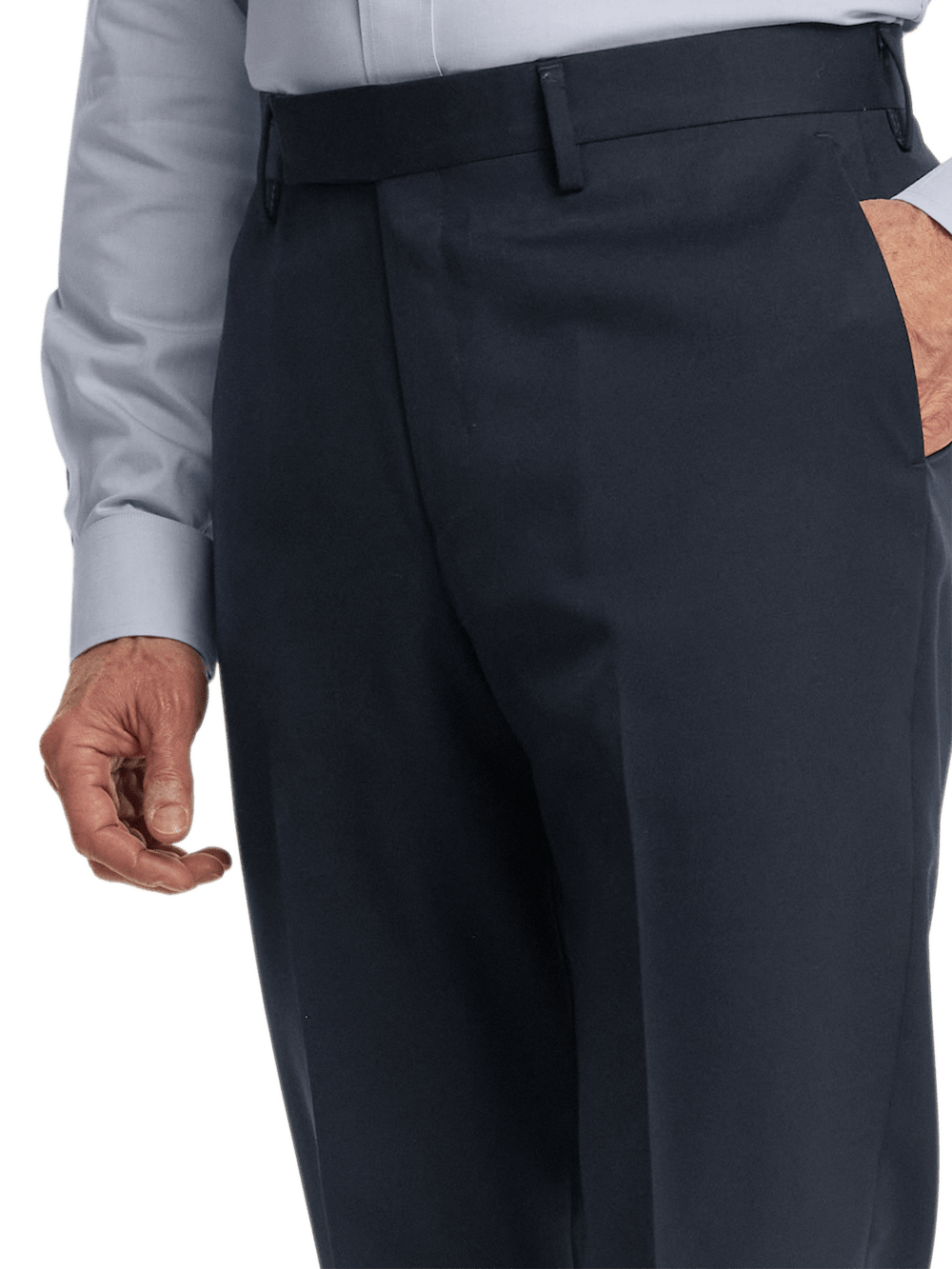 Premium Wool Gabardine Dress Pants for Men - Classic Dark Navy Color - Perfect for Business, Office & Formal Occasions