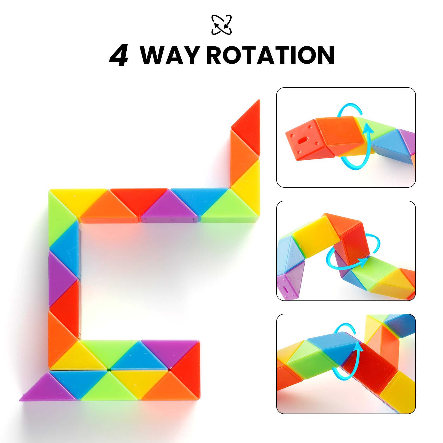 Rainbow Twist Puzzle Snake Cube Toy for Kids - Party Favors, School Prizes & Stocking Stuffers - Stress Relief & Focus Aid