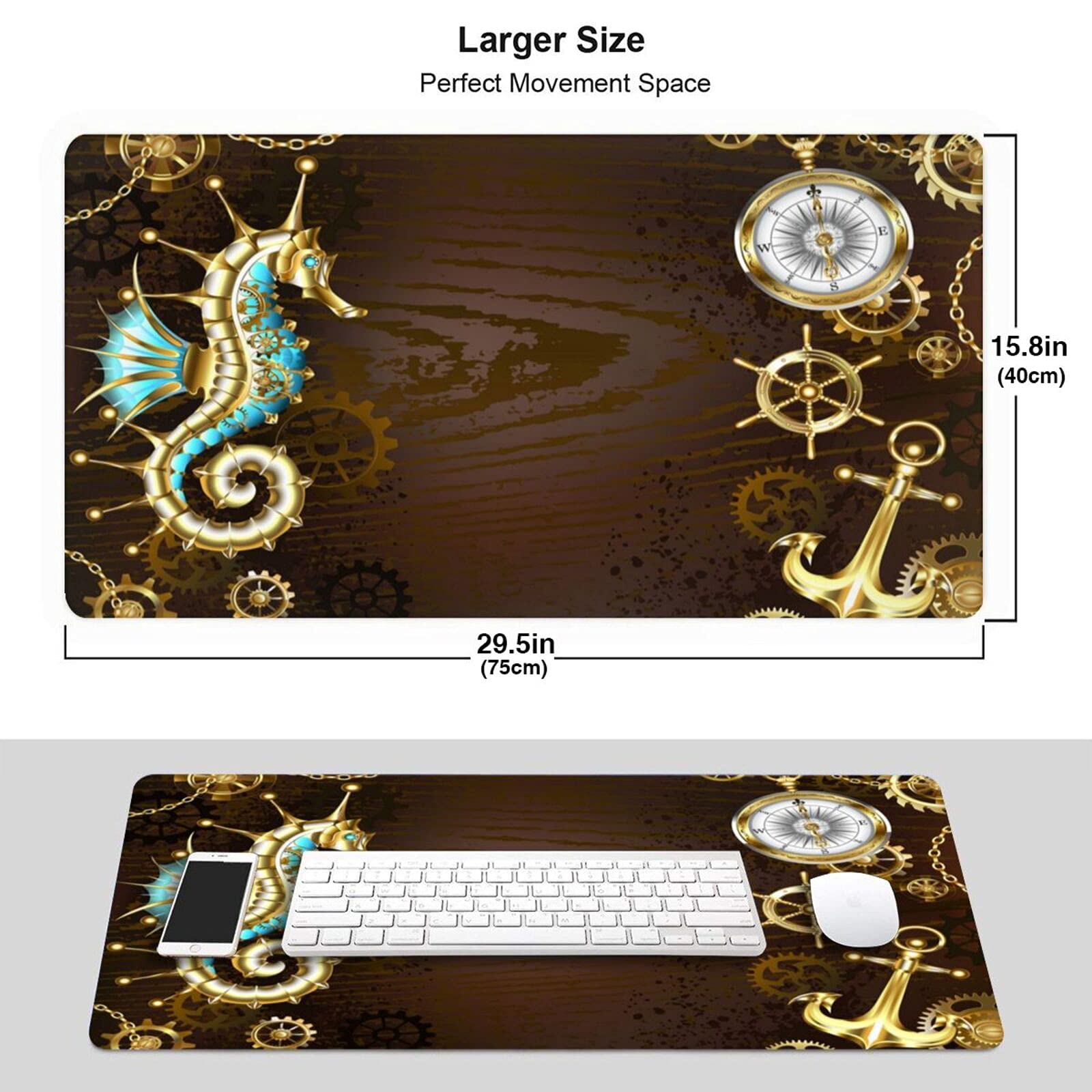 Steampunk Gaming Mouse Pad - Extra Large Extended Mouse Mat with Keyboard Pad for PC, Laptop & Computer Gamers | Perfect for Gaming Setups, Office Work & Home Desks