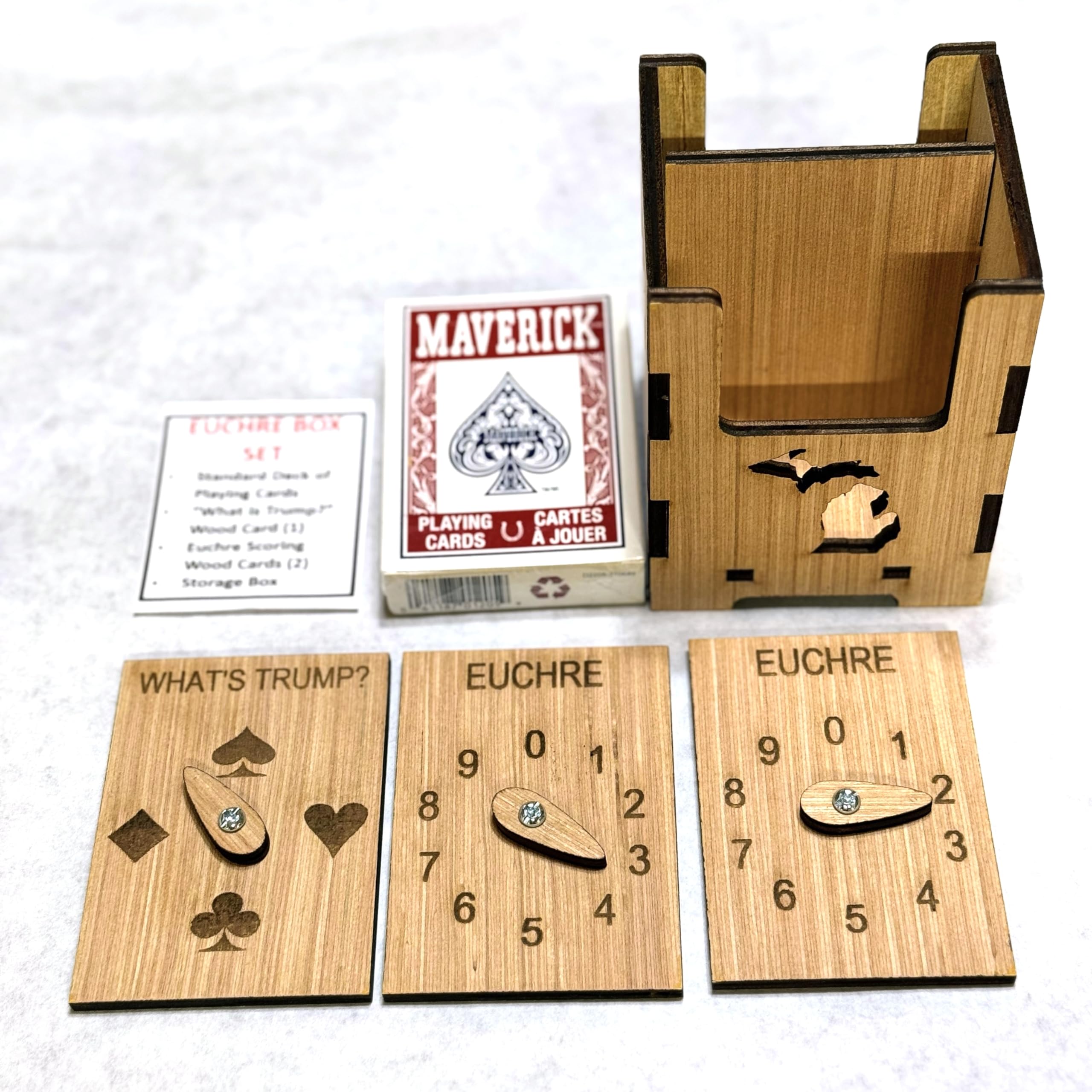 Premium Euchre Card Game Set with Custom Box - Handmade in Michigan USA - Perfect for Family Game Nights, Parties & Gifts