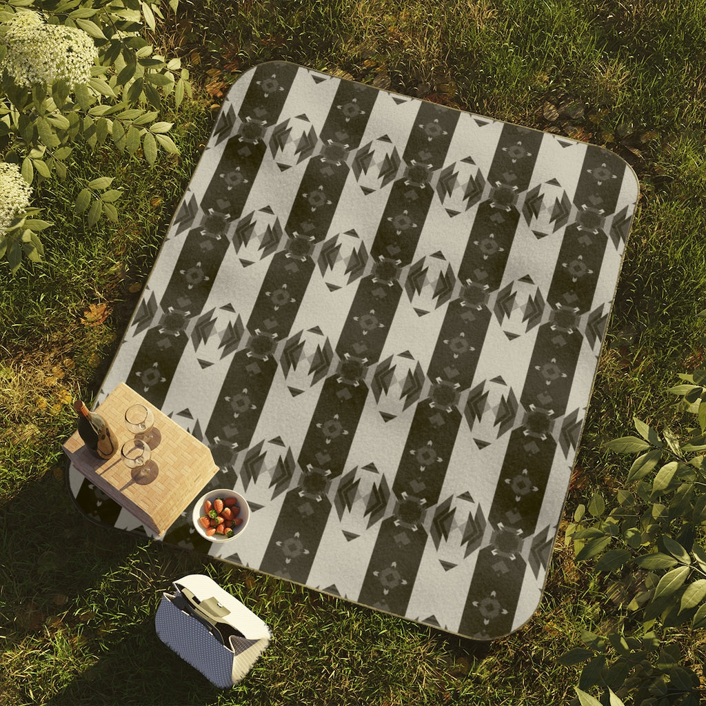 Waterproof Picnic Blanket with Carry Strap - Black Hawn Pattern Outdoor Beach Blanket for Picnics, Camping, and Park Outings - Perfect Gift for Family and Friends