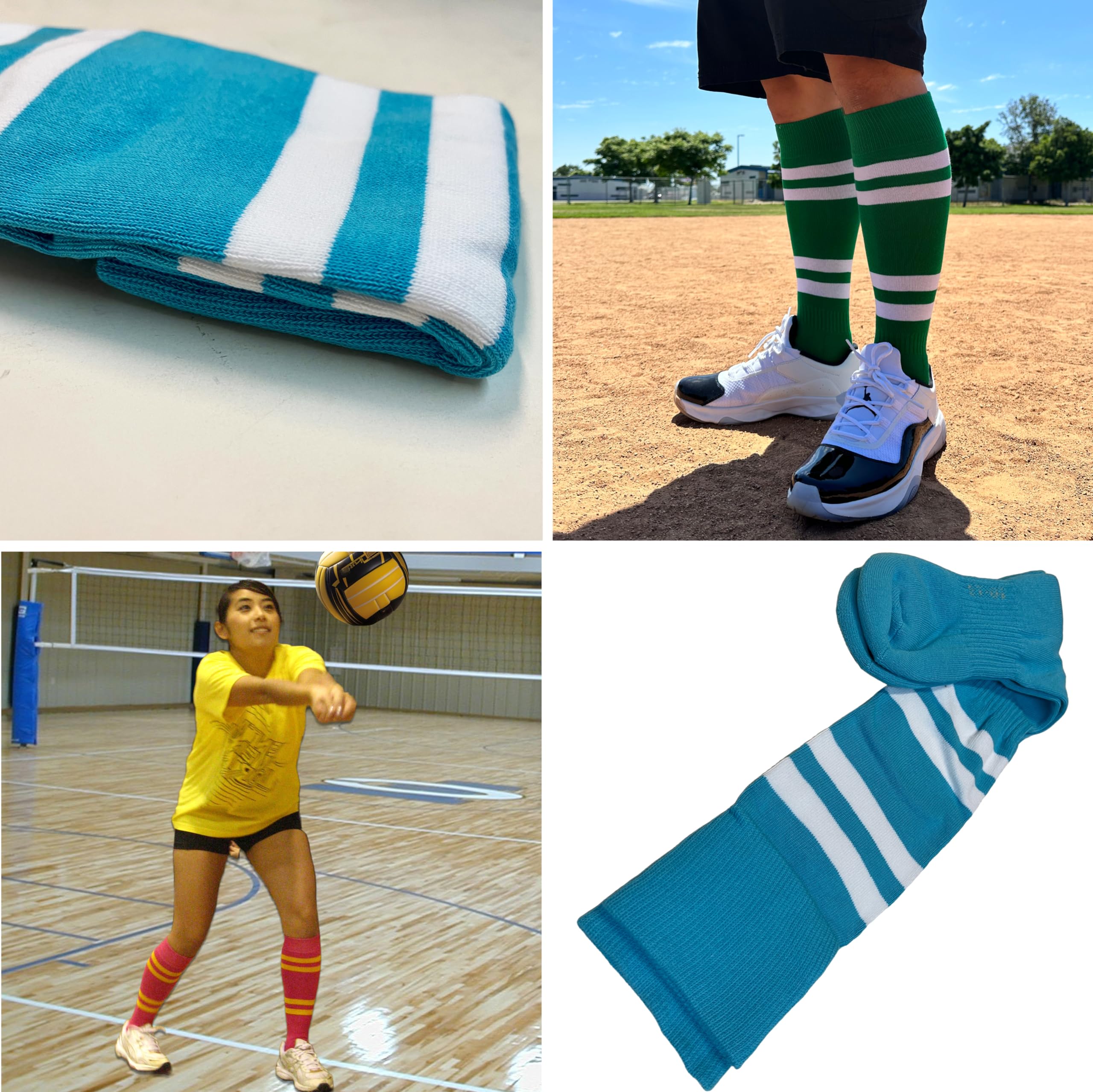 COUVER Striped Knee High Soccer Socks for Men & Women - Breathable Athletic Socks for Running, Football, Sports & Workout - Perfect for Training, Games & Everyday Wear