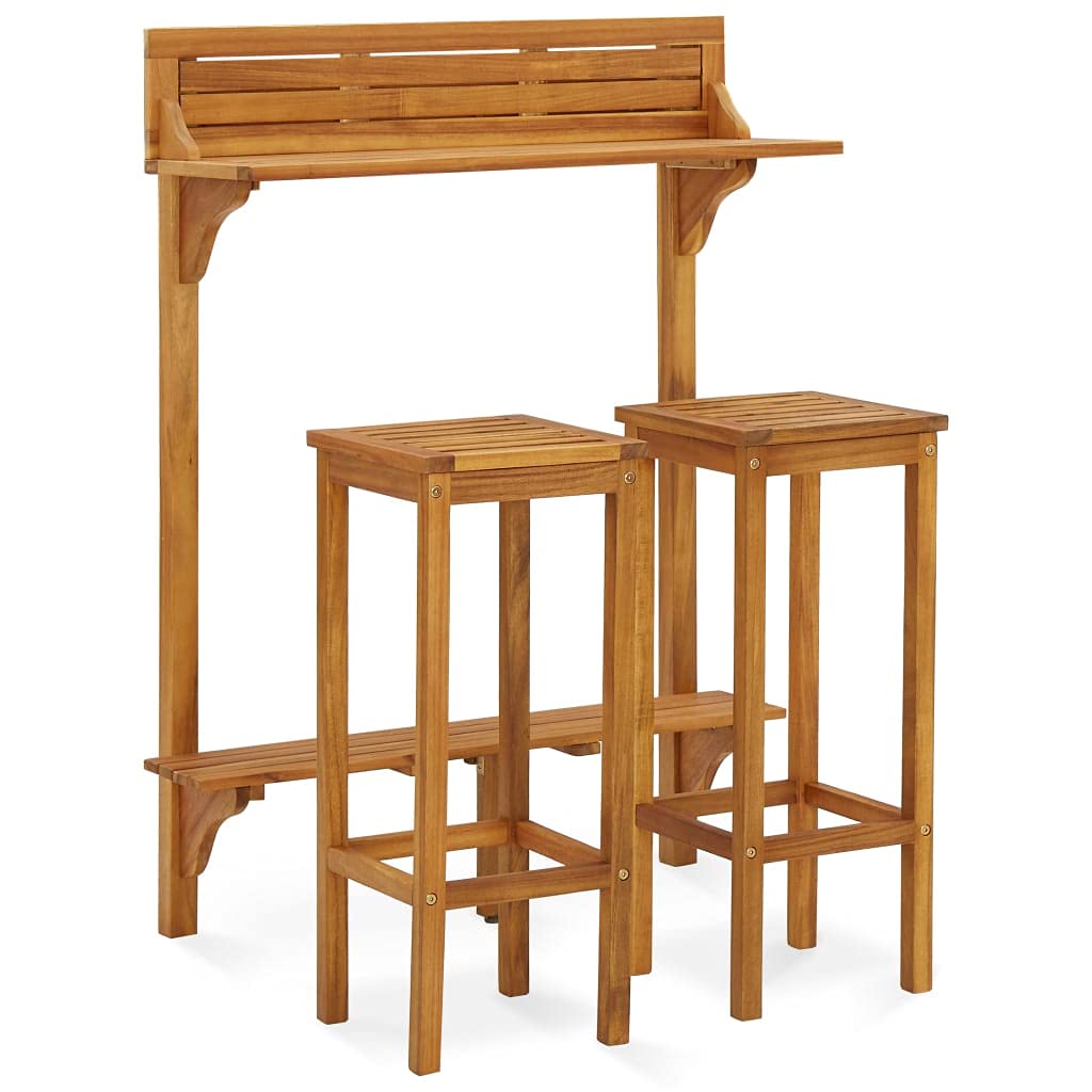 Premium 3-Piece Acacia Wood Patio Furniture Set - Outdoor Dining Table & Chairs for Garden, Backyard, Beach & Poolside - Weather-Resistant Solid Wood Patio Set for Relaxing & Entertaining