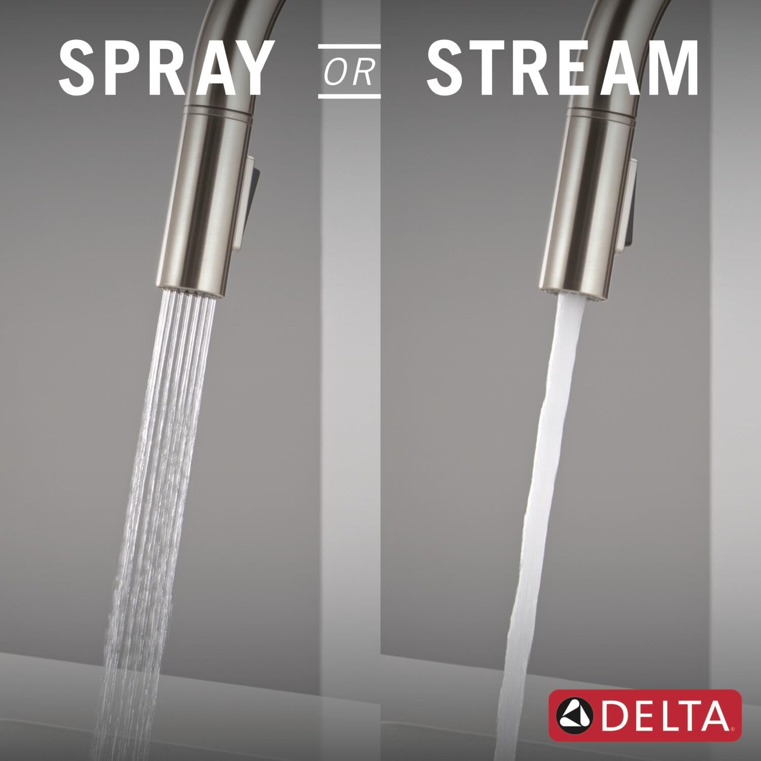 Delta Nicoli Brushed Nickel Single Hole Kitchen Faucet with Pull Down Sprayer - Modern Stainless Steel Sink Faucet (Model 19867LF-SS) for Easy Dishwashing & Food Prep