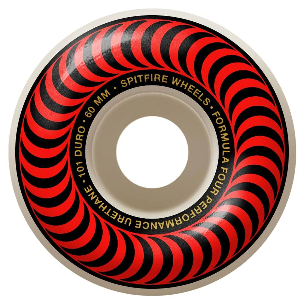 Spitfire Formula Four Classic Wheels 60mm 101D - High-Performance Skateboard Wheels for Smooth Rides & Tricks | Perfect for Street Skating & Park Sessions