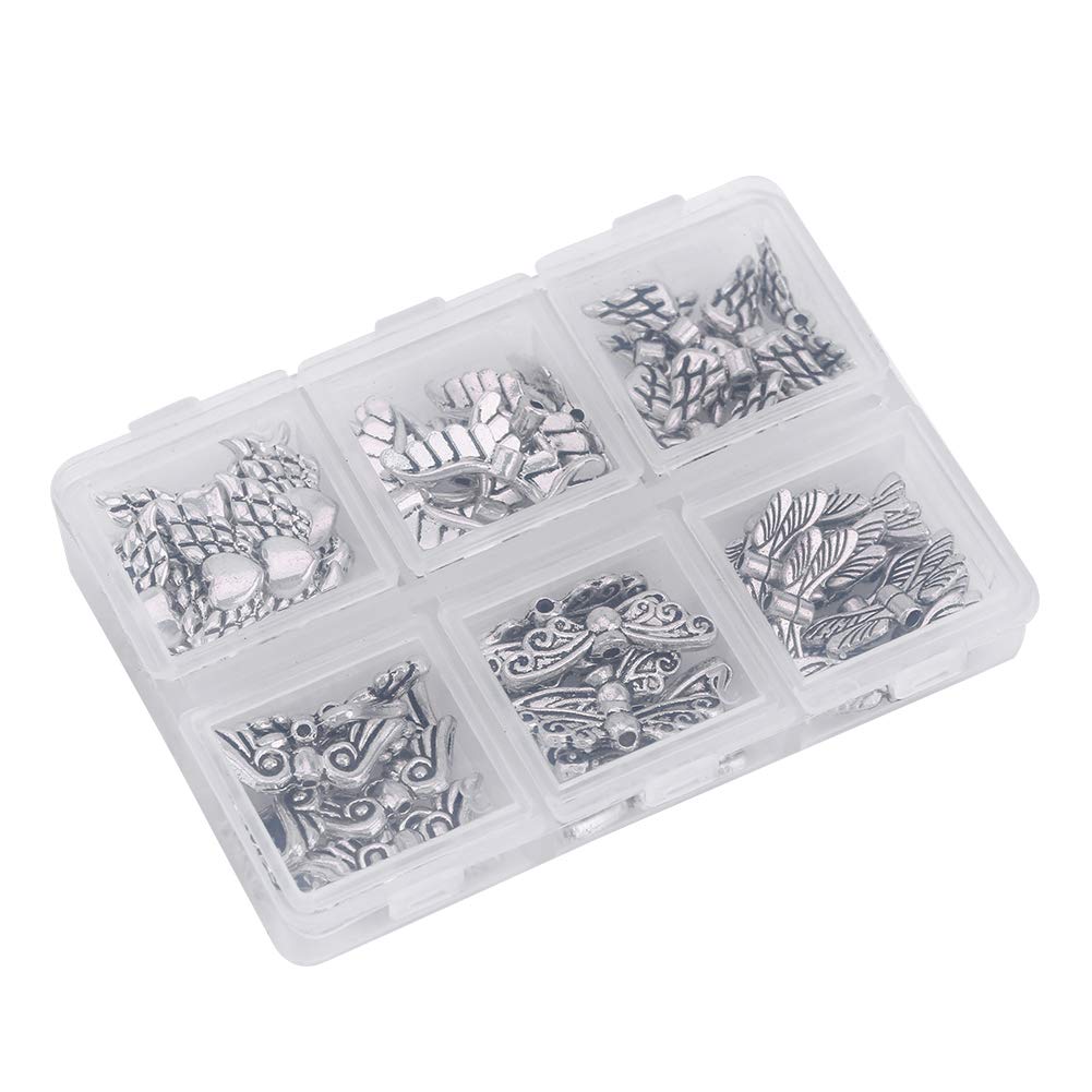 Angel Wing Jewelry Findings - Silver Tone Bead Charms for Necklace, Bracelet & DIY Craft Making - Perfect for Jewelry Supplies with Storage Box - Ideal for Gifts, DIY Projects & Angel Themed Jewelry