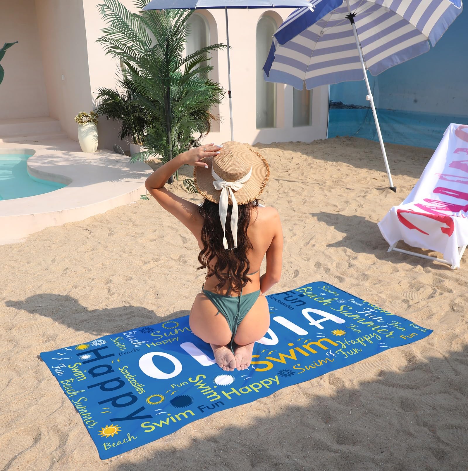 Custom Name Beach Towel for Kids & Adults - 30x60 Inch Personalized Microfiber Towel - Soft, Quick-Drying, Lightweight - Perfect for Beach, Pool, Travel & Summer Vacation Gifts (18 Colors Available)
