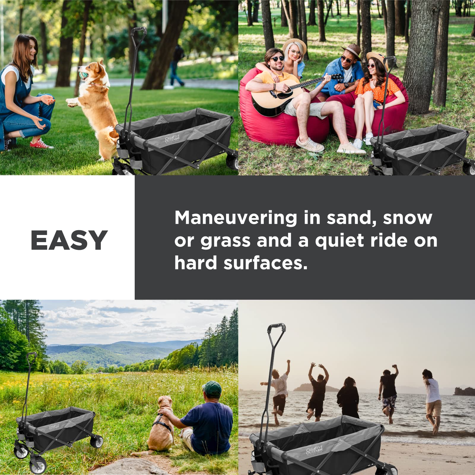 Best Collapsible Outdoor Wagon for Kids - All-Terrain Push Pull Stroller & Folding Cargo Cart | Perfect for Beach, Park, Garden, Sports & Camping | Durable & Portable for Family Outings, Picnics, and Shopping