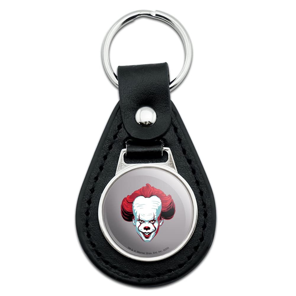 Pennywise Come Home Horror Movie Keychain - Black Leather Key Ring for Horror Fans, Gifts & Collectibles - Perfect for Halloween, Cosplay & Horror Enthusiasts