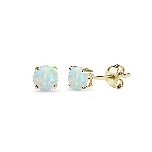 4mm White Opal - Gold Flash Silver