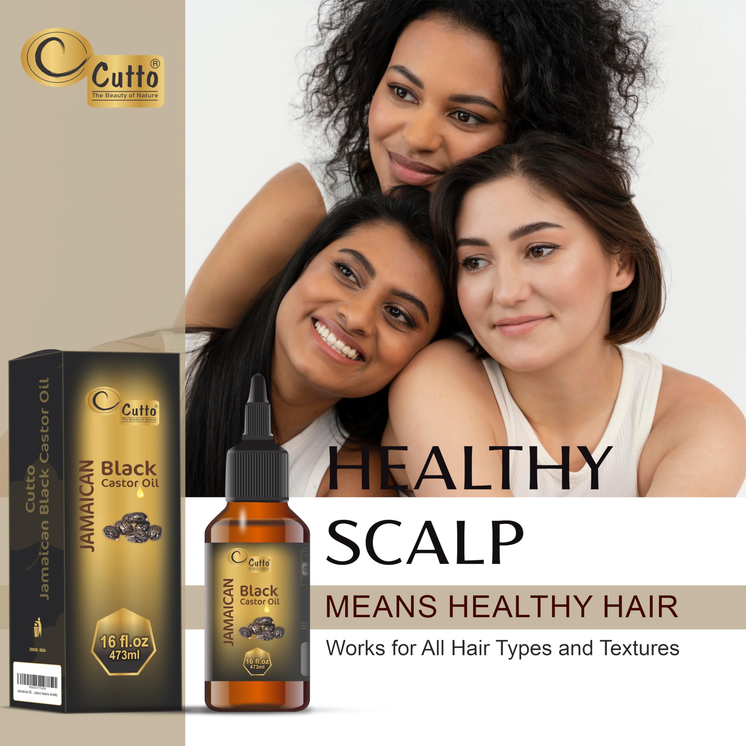 Organic Jamaican Black Castor Oil (16oz) - Pure, Natural & Cold-Pressed for Hair Growth - Promotes Healthy Scalp & Stronger Hair - Perfect for Natural Hair Care, Deep Conditioning & Hot Oil Treatments