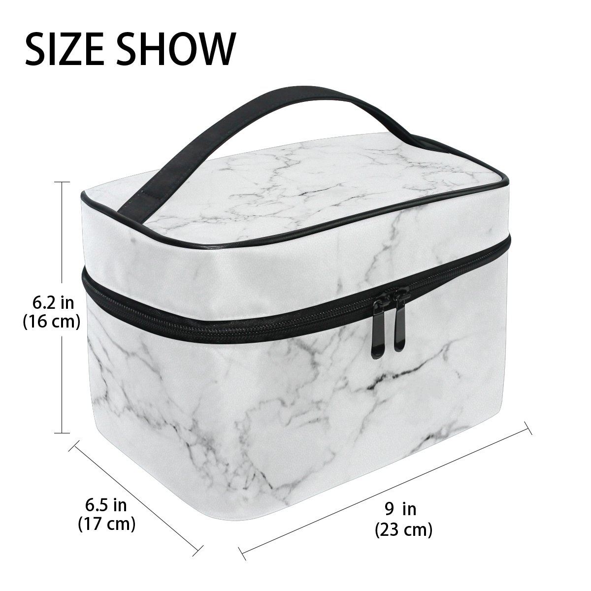White Marble Cosmetic Bag for Women - Travel Makeup Train Case & Storage Organizer | Perfect for Travel, Gym, and Daily Beauty Essentials