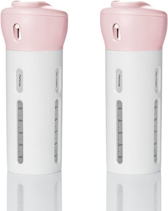 Stuber 4-in-1 Leak Proof Travel Bottle Set - TSA Approved Toiletry Containers for Shampoo, Conditioner, Lotion & Sunscreen | Perfect for Airplane Carry-On, Gym, Camping & Vacation (Pink)