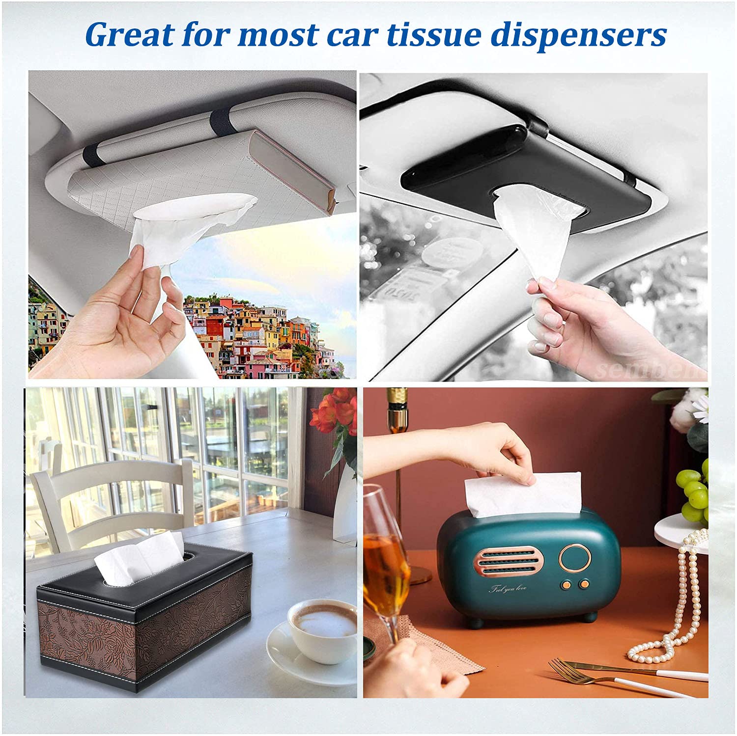 Car Tissue Refill - 15 Travel Size Packs (450 Sheets) | Soft & Comfortable Tissues for Car, Purse & On-the-Go Use | Compact Tissue Packets for Road Trips, Commuting & Daily Essentials