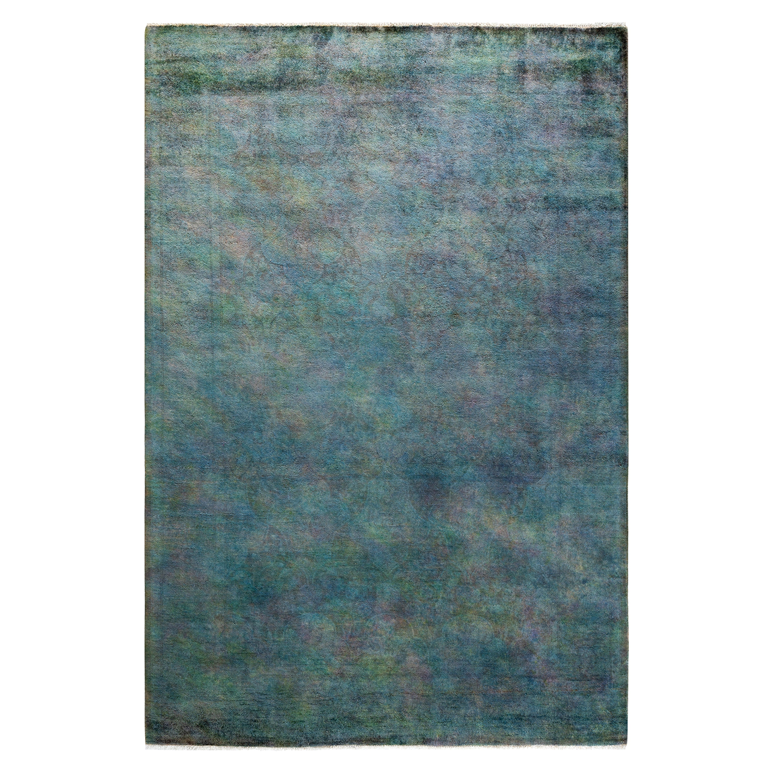 Blue Overdyed Wool Rug 4'9 x 7' - Handmade Vintage Style Area Rug for Living Room, Bedroom & Office - Soft & Durable Home Decor