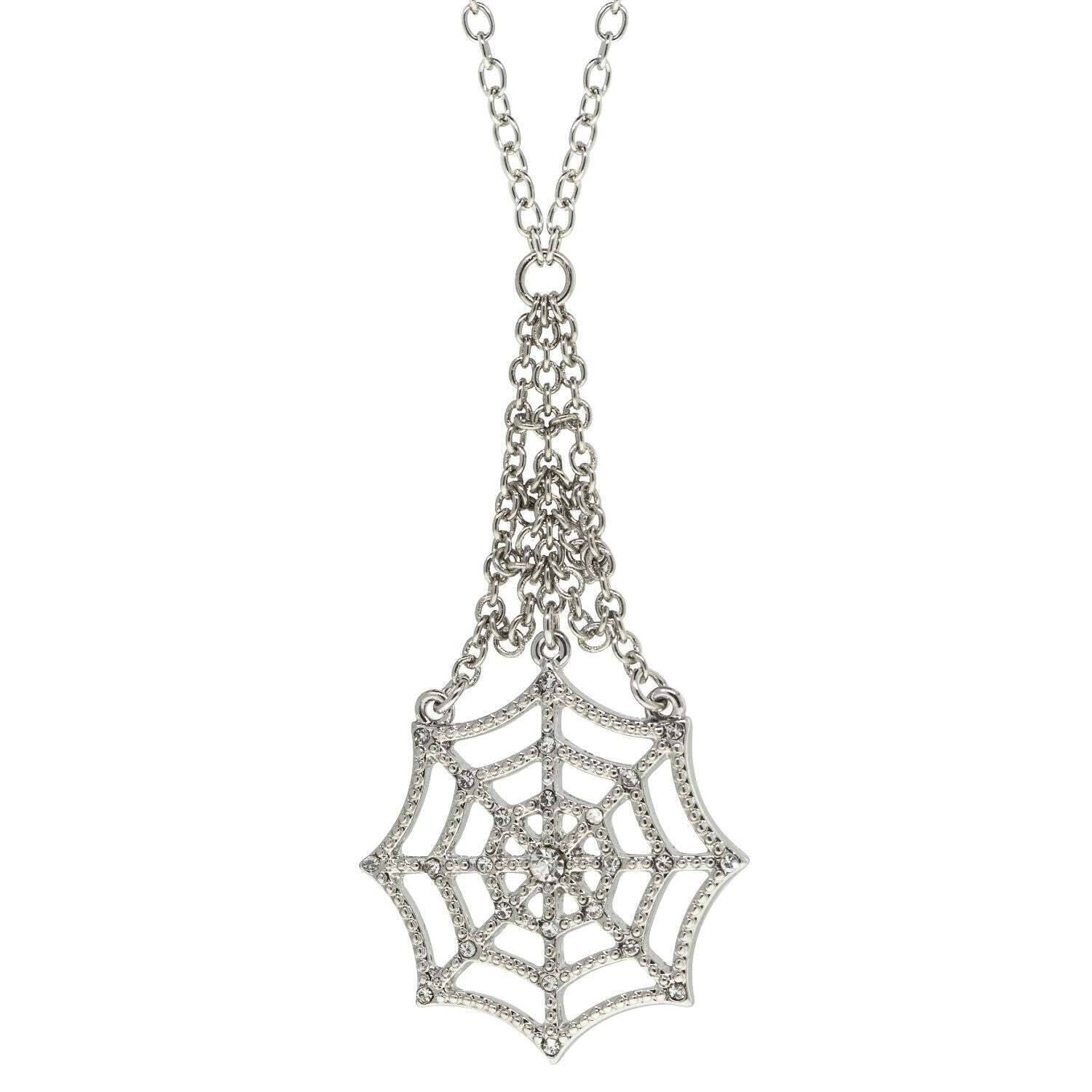 1928 Jewelry Chain Spider Web Drop Necklace - Gothic Halloween Jewelry for Women, 22